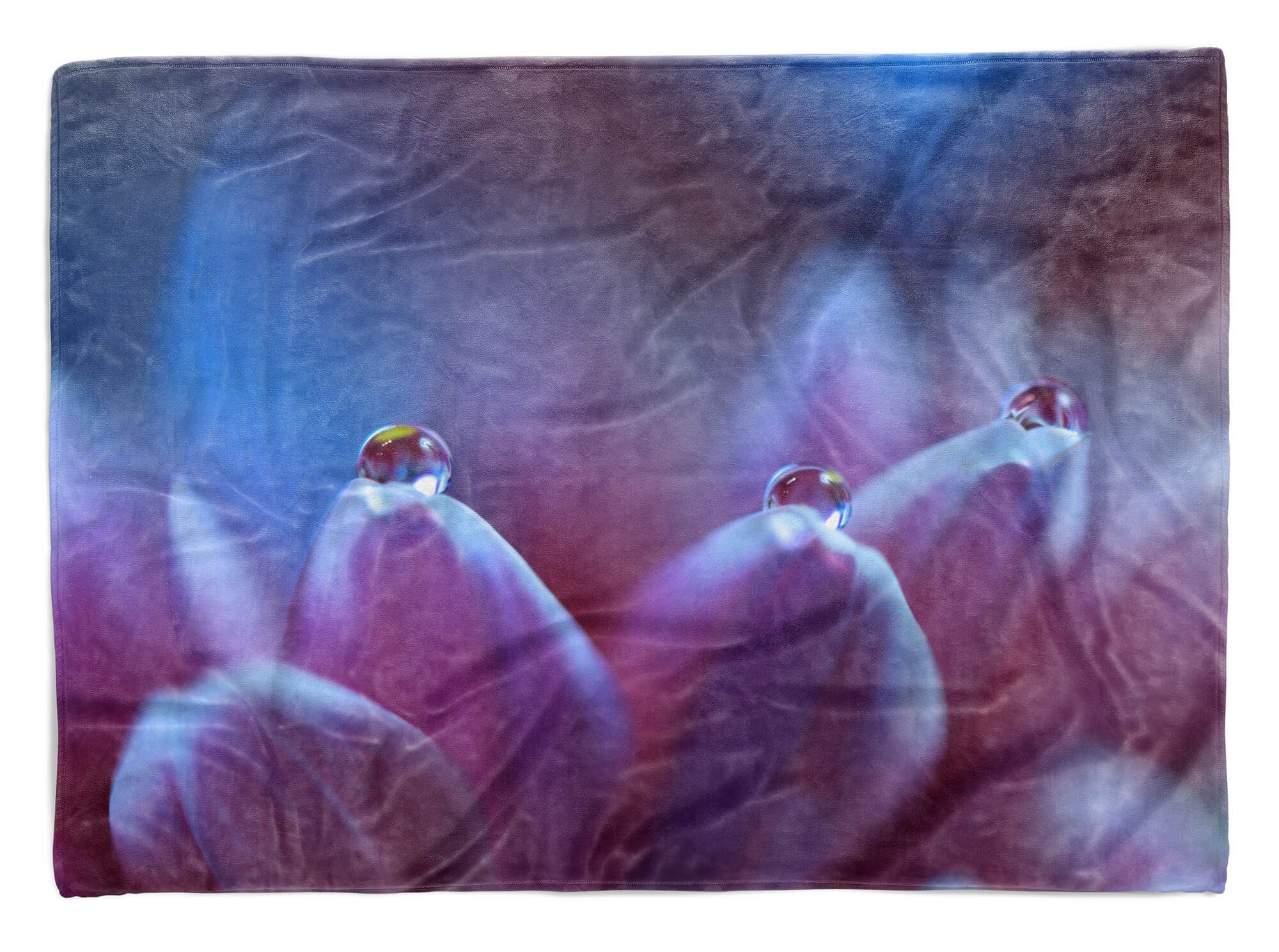 Wassertropfen Strandhandtuch Sinus Kuscheldecke (1-St), Saunatuch Handtücher mit Fotomotiv Blüt, Handtuch Baumwolle-Polyester-Mix Art Handtuch