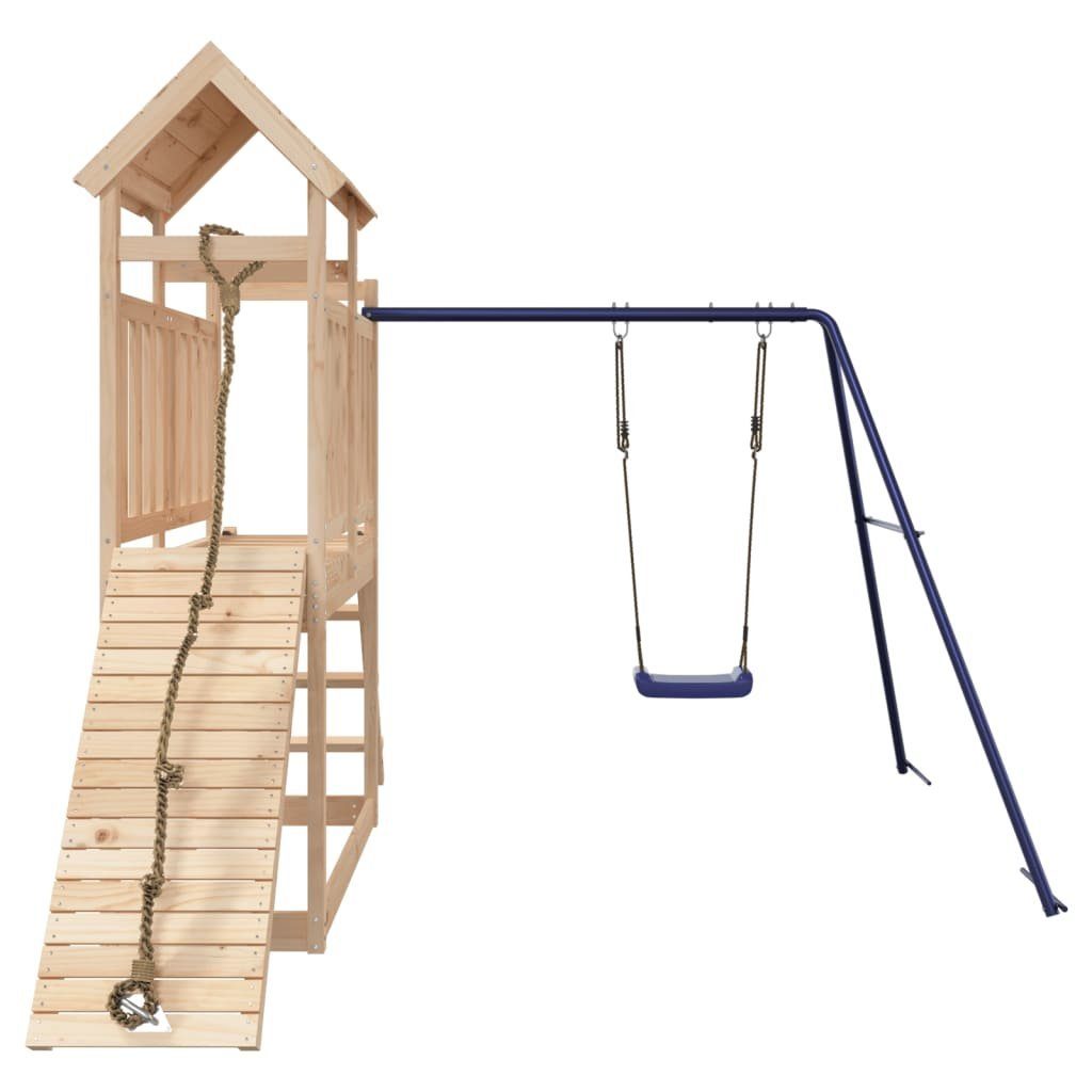 Massivholz Schaukel Kletterwand Spielhaus mit Kiefer vidaXL Kinde Kletterturm Spielturm
