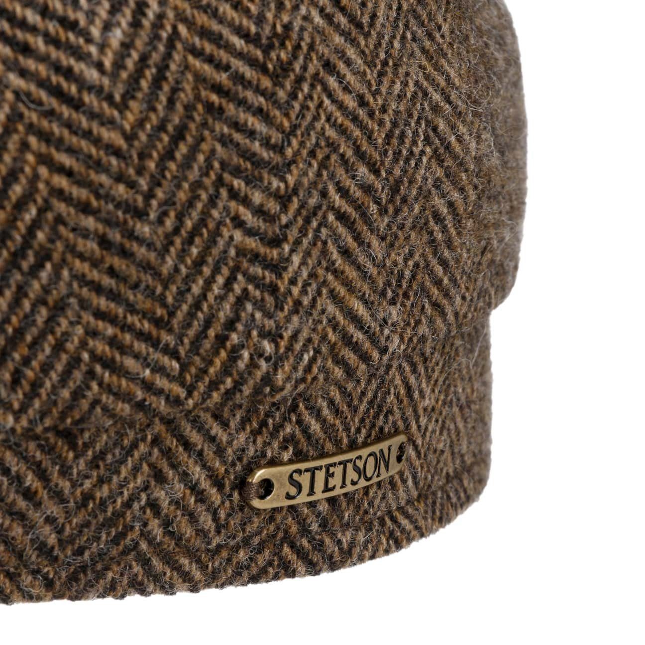 (1-St) Flat Cap braun-schwarz Flatcap Schirm mit Stetson