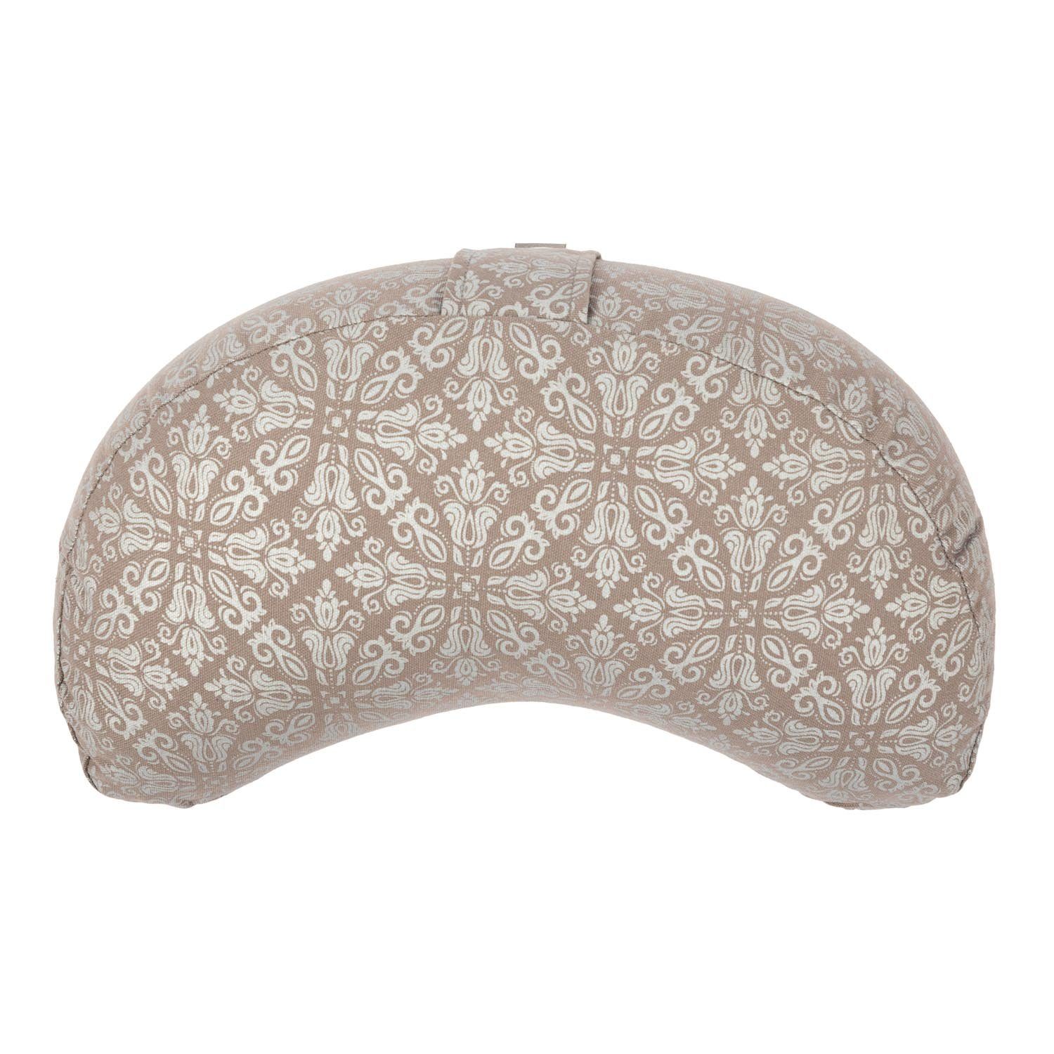 bodhi Halbmond-Kissen Design Meditationskissen YOGI MOND Raja, taupe/silber