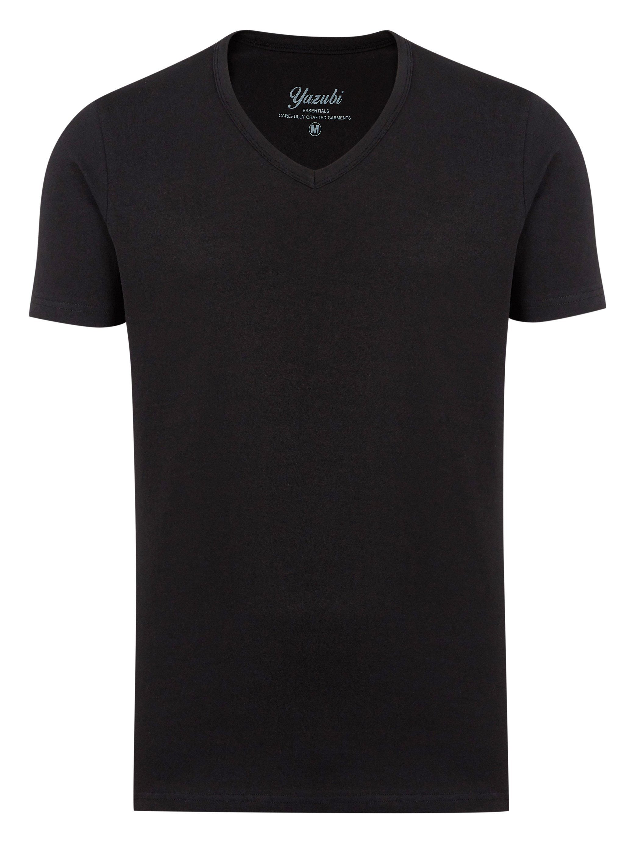 Yazubi T-Shirt modisches 194008) (Black 5er-Pack) mit bequemes V-Ausschnitt T-shirt Schwarz Mythic Shirt (Spar-Set