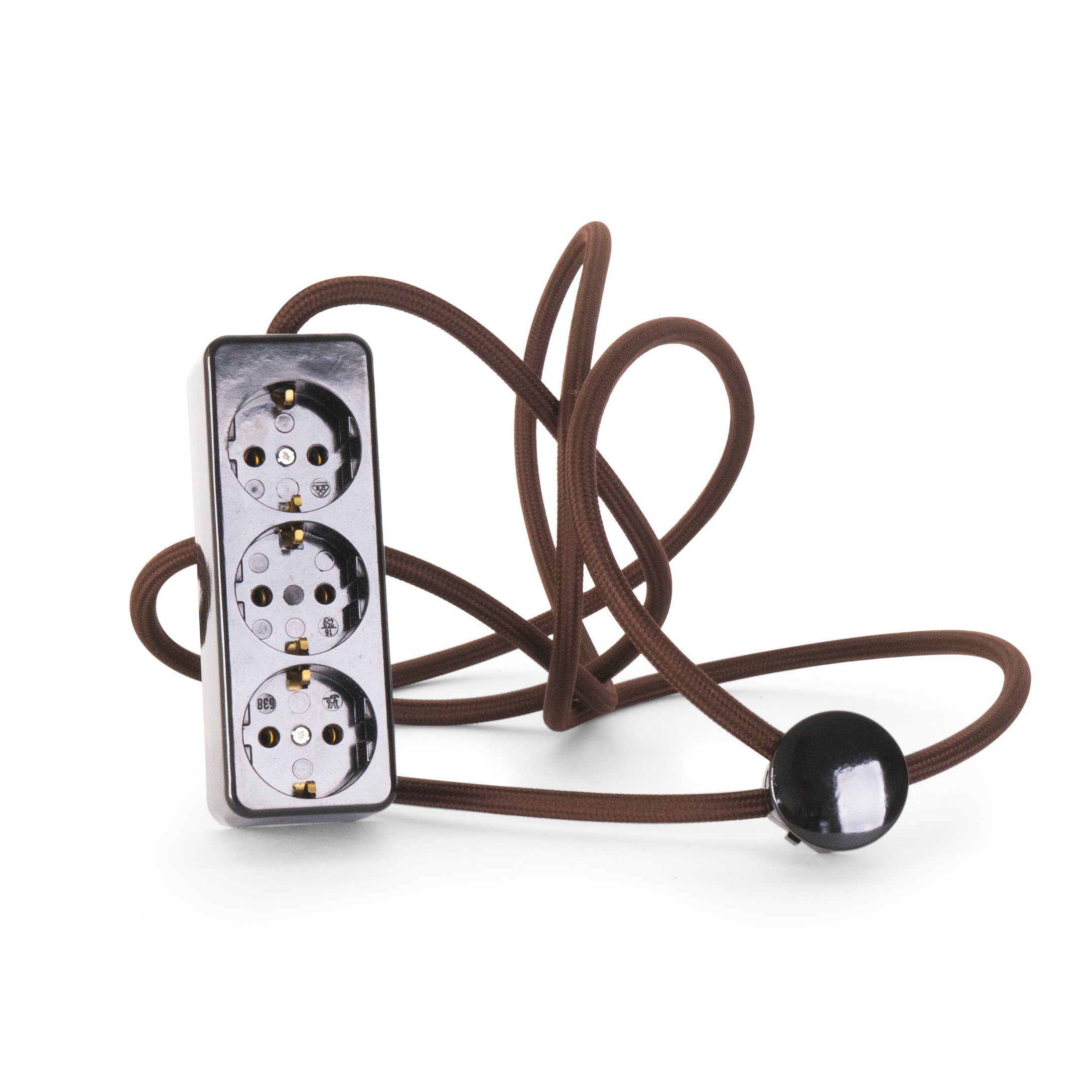 Relight Extend, Textilkabel mit Schuko-Winkelstecker und Kupplung aus Duroplast (Bakelit Optik), Weiß Relight Extend, Textilkabel mit Schuko-Winkelstecker und Kupplung aus Duroplast (Bakelit Optik), Weiß