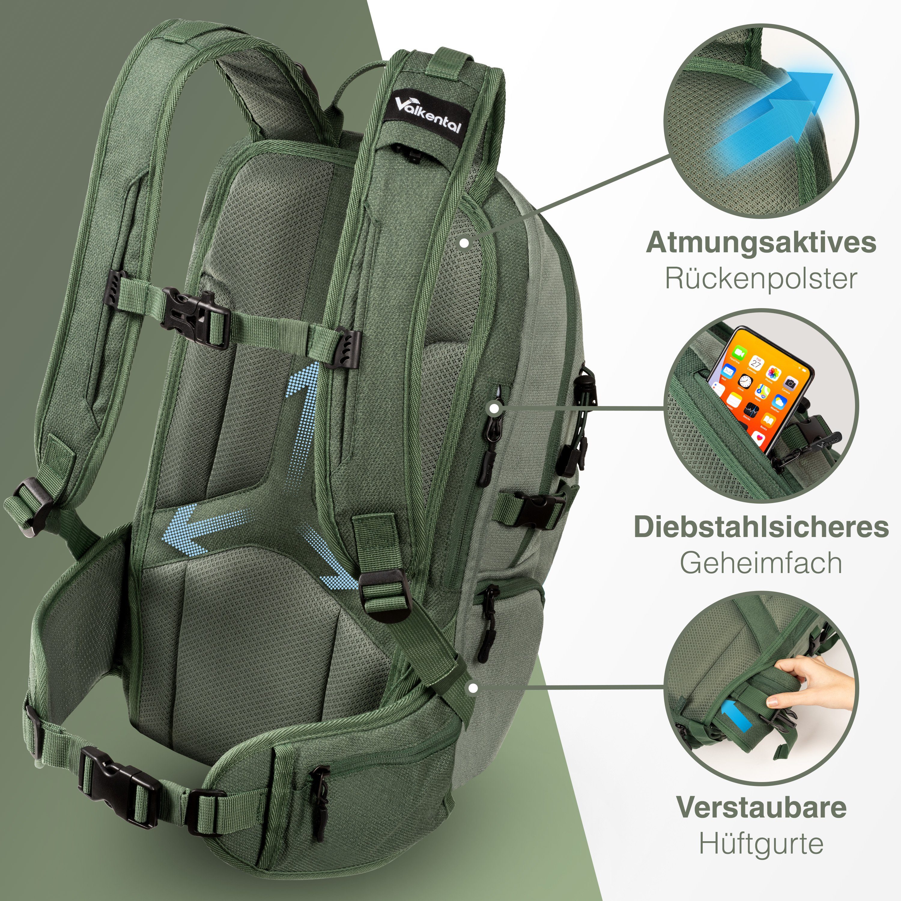Valkental Wanderrucksack Fahrradrucksack & Outdoor Rucksack (2-tlg), wasser günstig online kaufen
