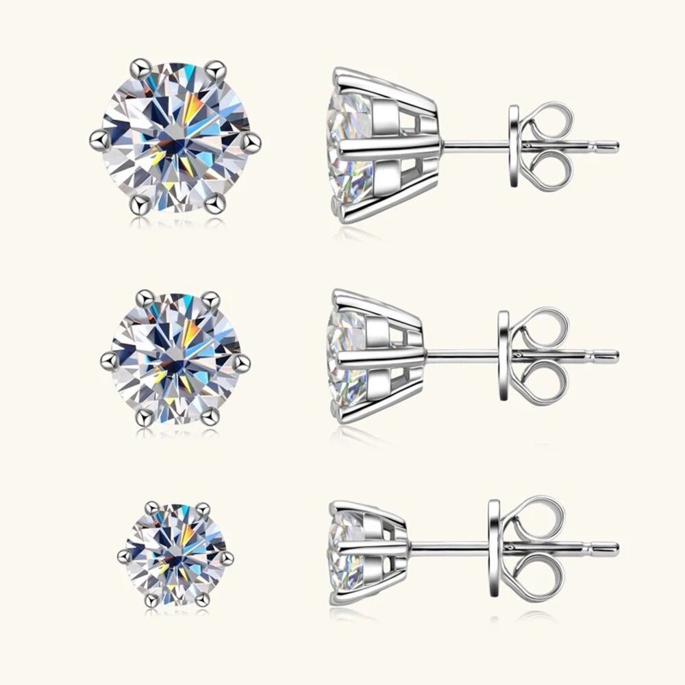 ROUGEMONT Paar Ohrstecker Handgefertigte Damen Pavé Zirkonia Ohrstecker 6mm 7mm 8mm 925 Silber, Hypoallergen