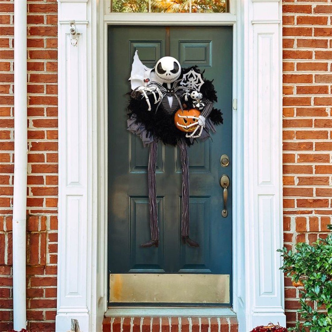 Scary Skelett Kränze, Kunstgirlande Pumpkin Tür hängen, Halloween Wreath DÖRÖY dekorative
