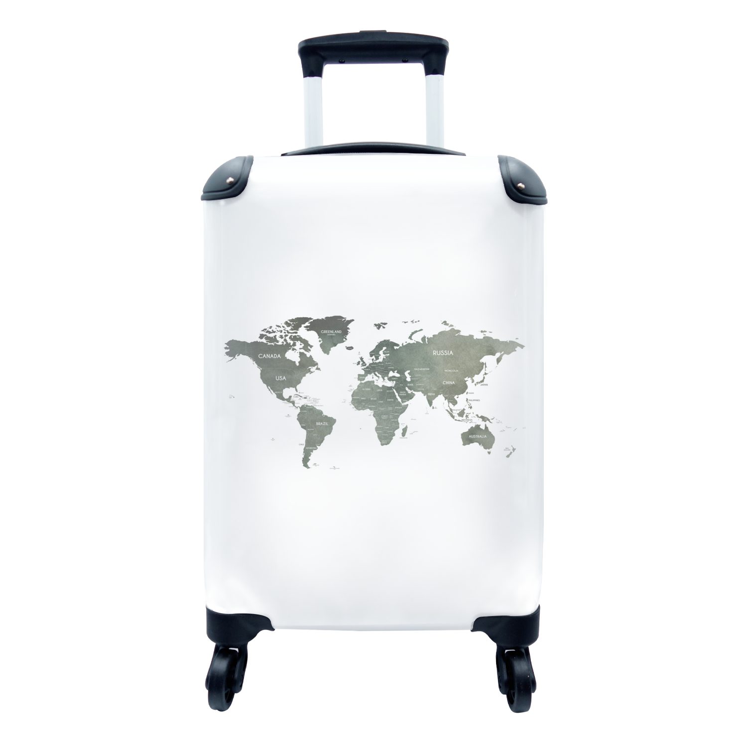 Grau Reisetasche MuchoWow - - Rollen, Ferien, Weltkarte rollen, mit Reisekoffer Handgepäck Handgepäckkoffer für 4 Trolley, Land,