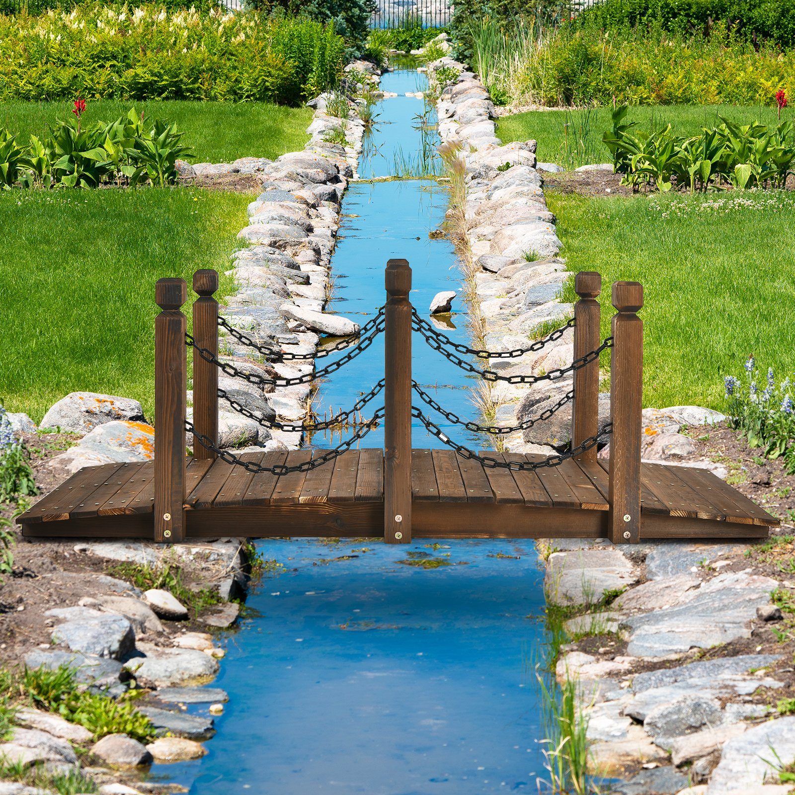 COSTWAY Zierbrücke, Gartenbrücke belastbar bis 120kg, günstig online kaufen