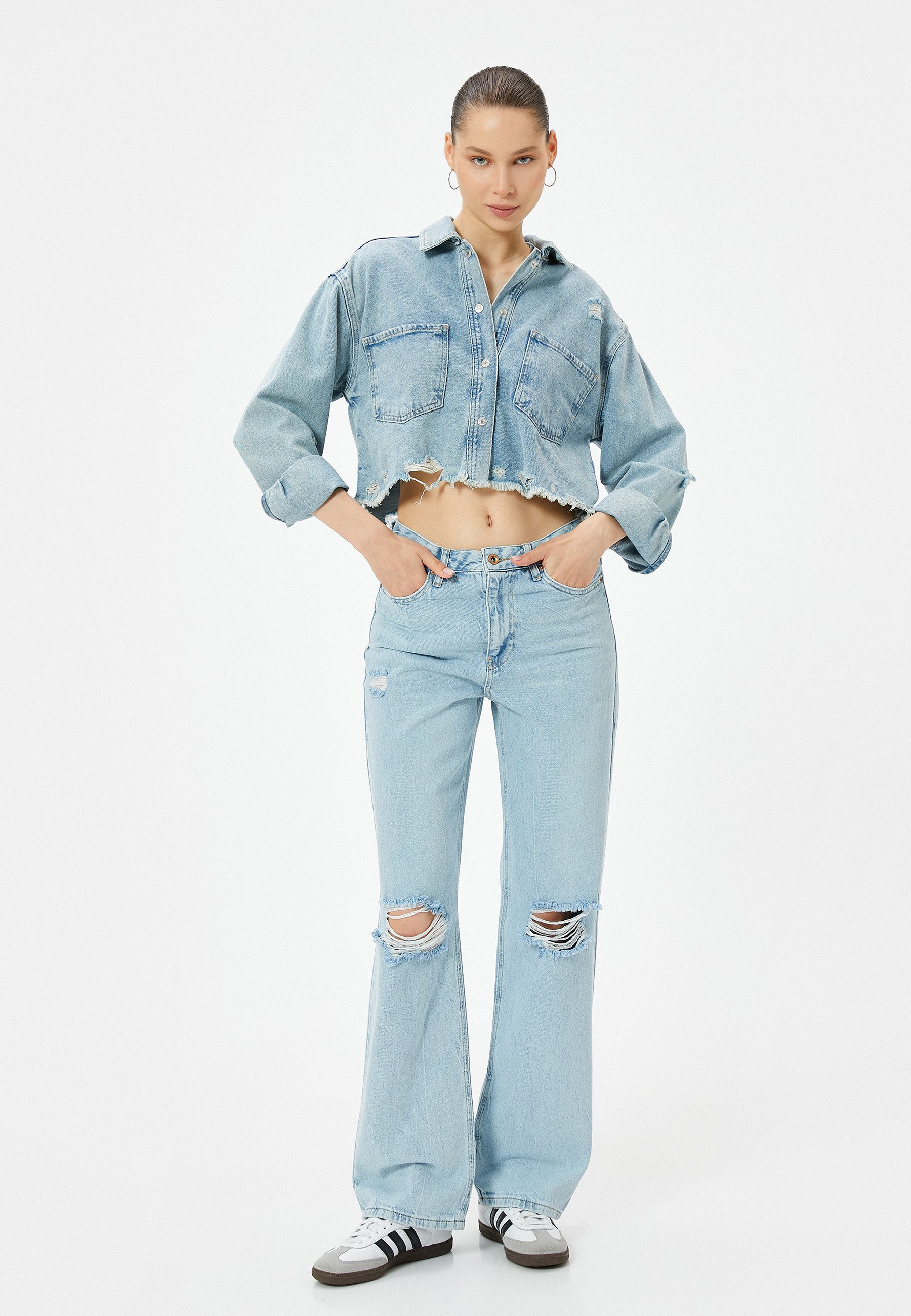 Koton 3/4-Jeans Denim Straight Straight-Jeans
