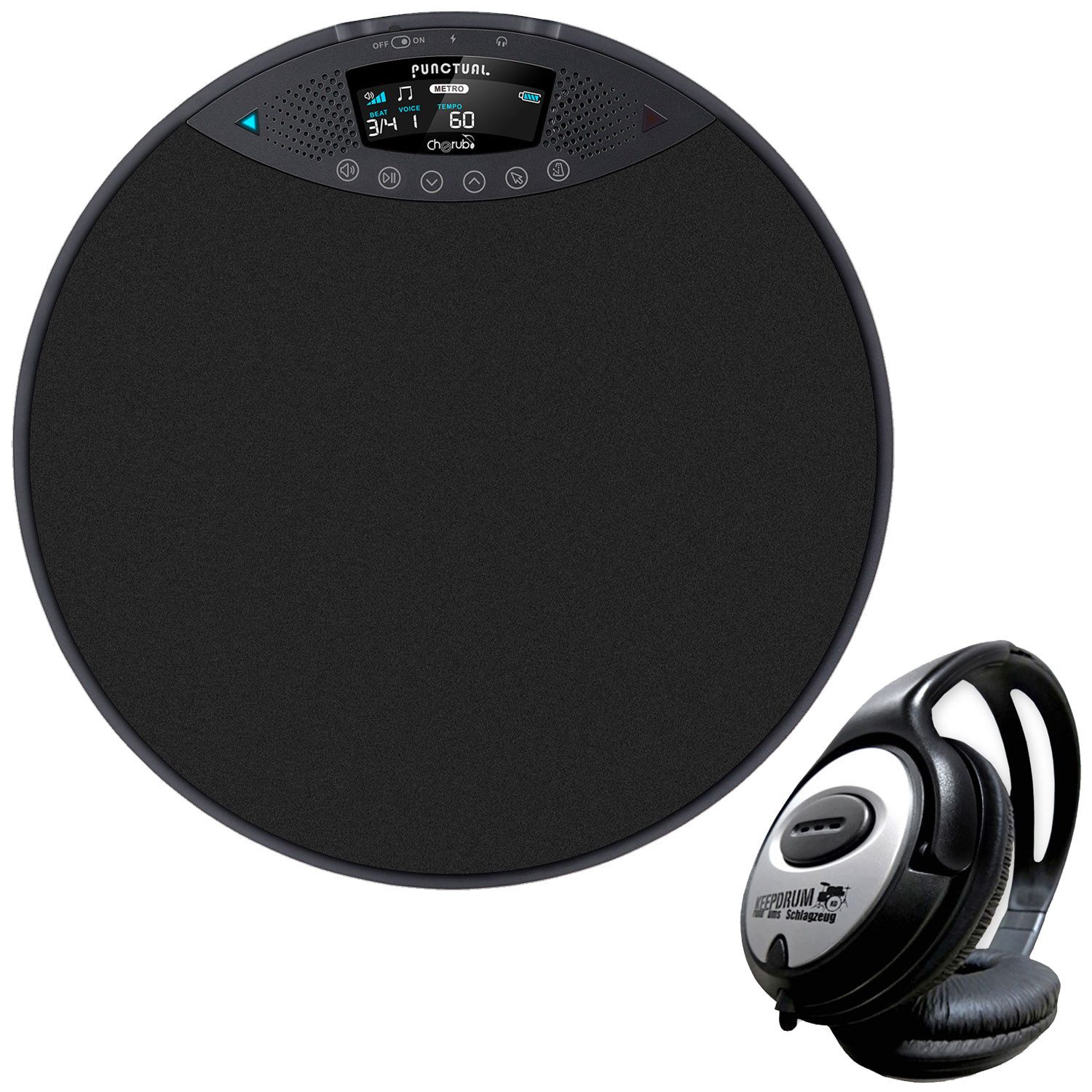 Cherub Schlagzeug Cherub Übungspad DP-970 elektronsiches Drum-Pad mit Kopfhörer,Vorteils-Set mit Kopfhörer, 1-St., Aufwärmen vor Auftritten, Vorteils-Set mit Kopfhörer