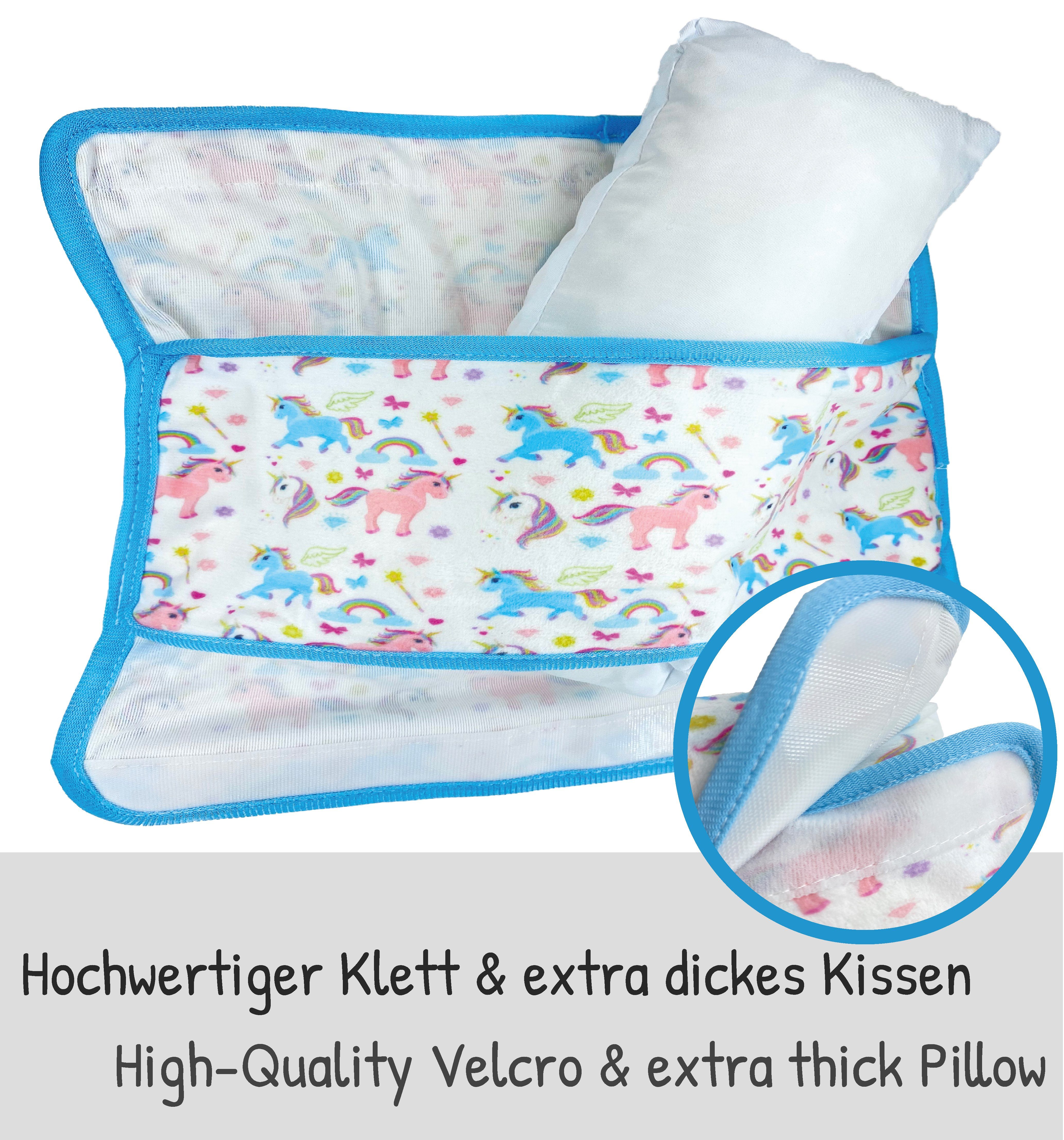 HECKBO Schlafkissen Auto Schlafkissen Einhorn Motiv für Kinder Mädchen Jungen - maschinenwaschbar – kuschelweich - Auto Gurtkissen, Gurtschoner, Gurtschutz Sitzerhöhung, Auto Kissen, Reisekissen, Urlaub