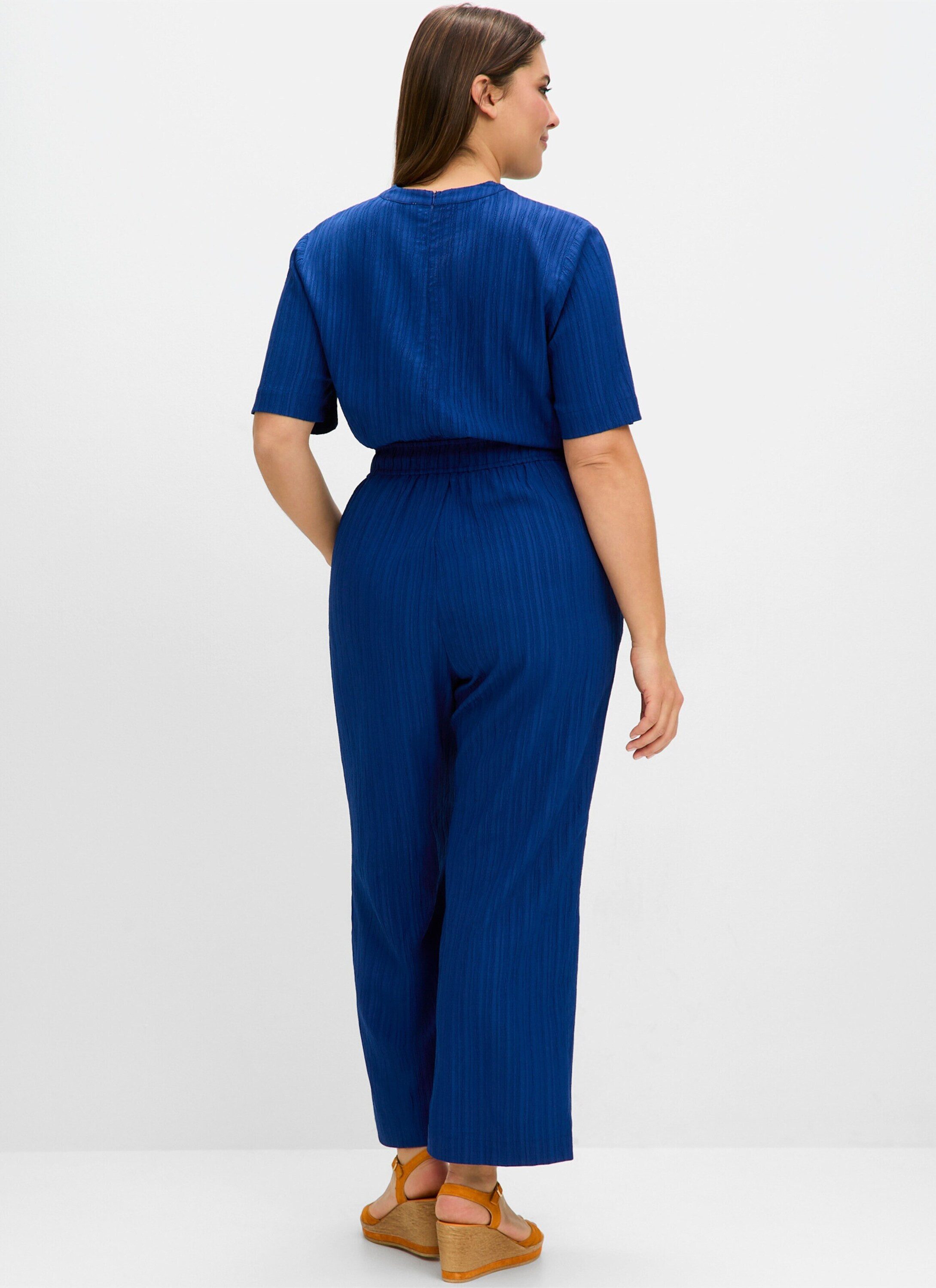 Sheego Jumpsuit Overall Kurzarm Innenbeinlänge ca. 71 cm günstig online kaufen