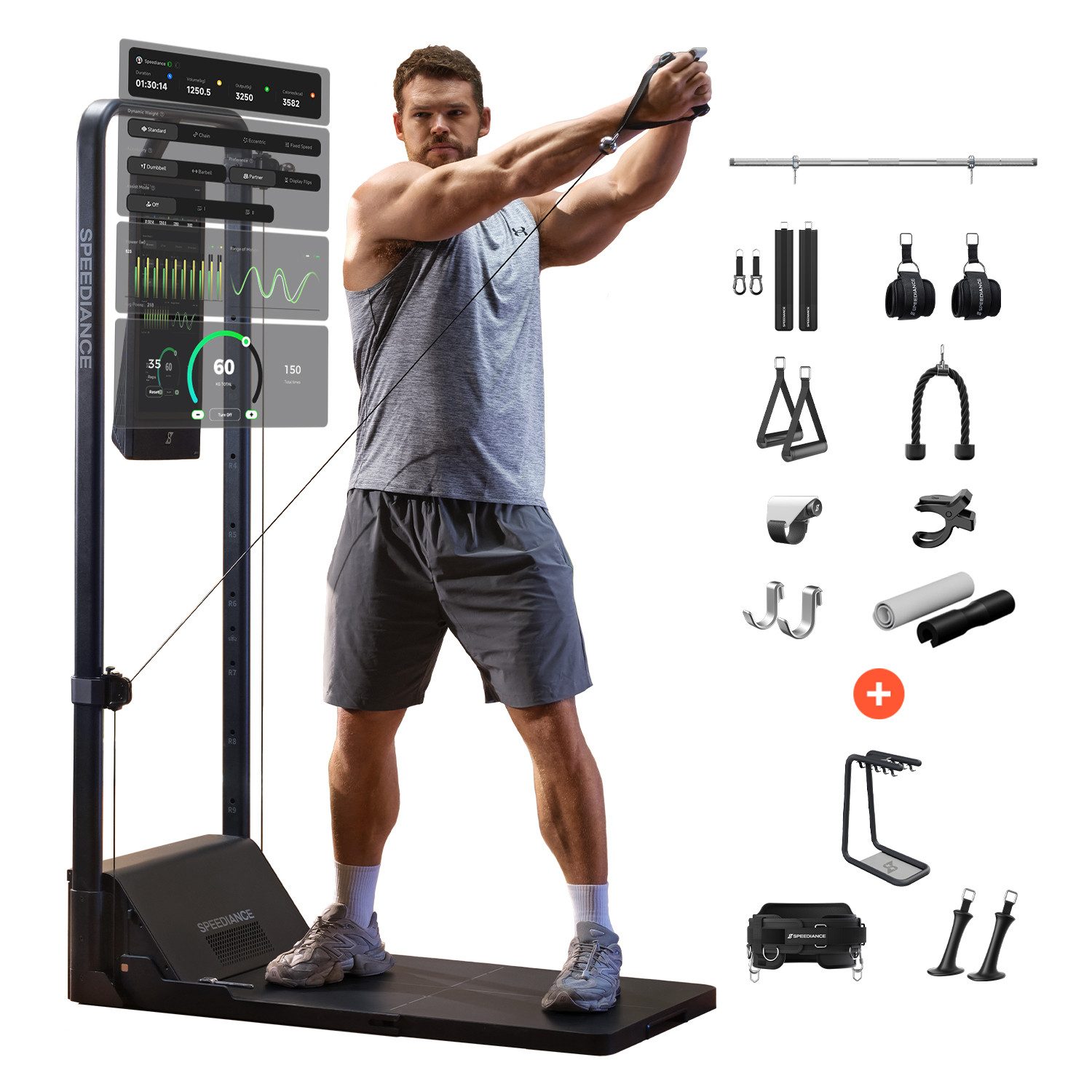 SPEEDIANCE Kraftstation Gym Monster 2, verbessertes KI-gesteuertes All-in-One Home Gym(Basic), Multifunktionale Smith-Maschine, Ganzkörper-Krafttrainingsgerät