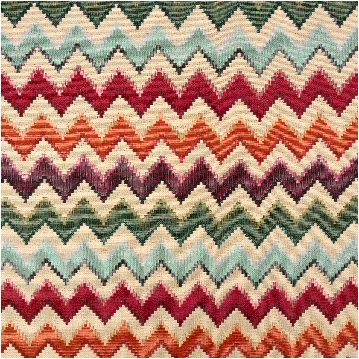 SCHÖNER LEBEN. Stoff Jacquard Stoff Meterware Gobelin Zickzack beige bunt 140cm, pflegeleicht