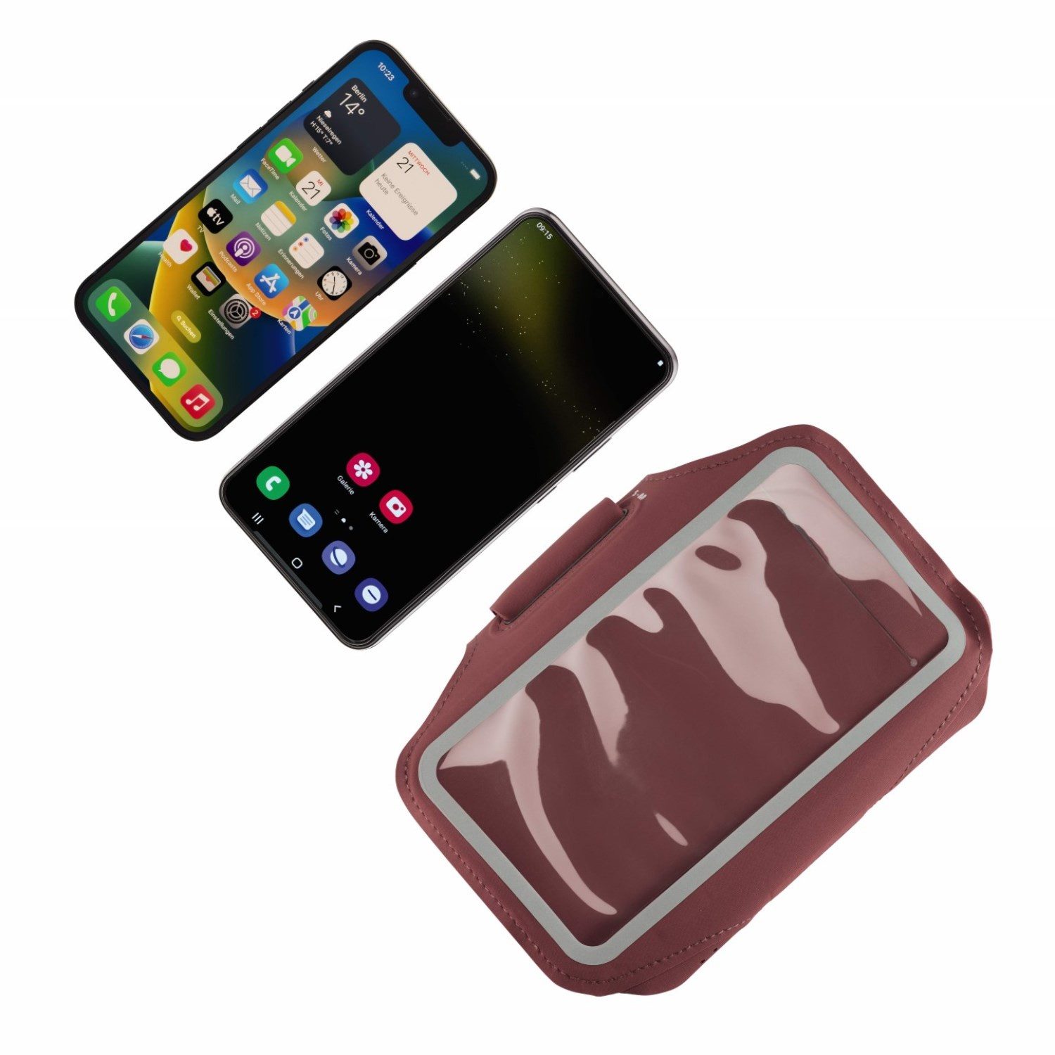Hama Handyhülle Sport-Armband Wasserfest Tasche XXL Rose, Jogging Bag Schutz-Hülle Tasche für Handy Smartphone iPhone 15 14 13