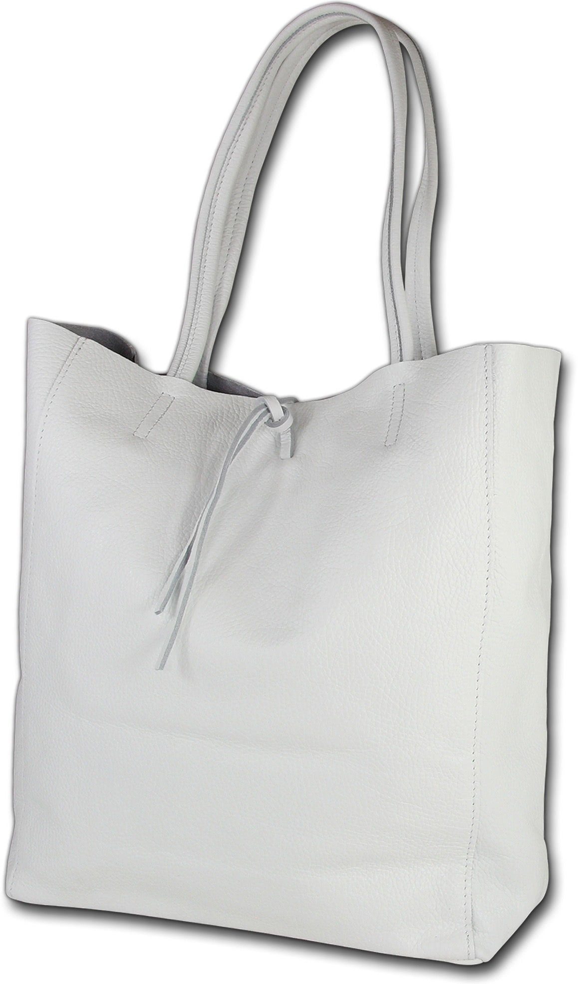 Toscanto Shopper Toscanto Shopper, Schultertasche (Schultertasche, Schultertasche), Damen Tasche Echtes Leder, Rindsleder weiß, Made-In Italy