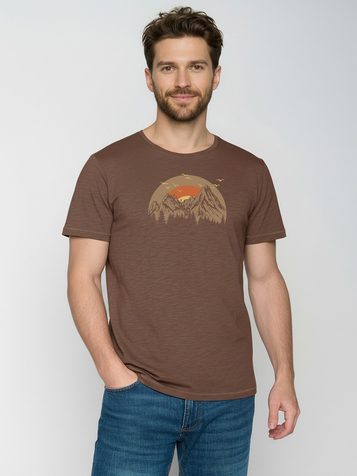 GreenBomb T-Shirt Spice Peak Circle (1-tlg., 1) Rundhalsausschnitt, Bio-Baumwolle, GOTS Zertifiziert