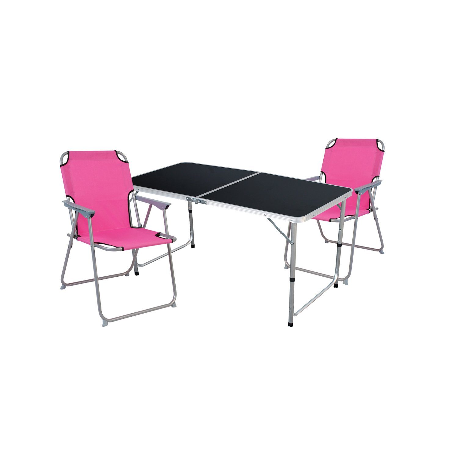 Alu 3-teiliges Mojawo Black 120x60x58/70cm Campingmöbel Essgruppe Pink Set