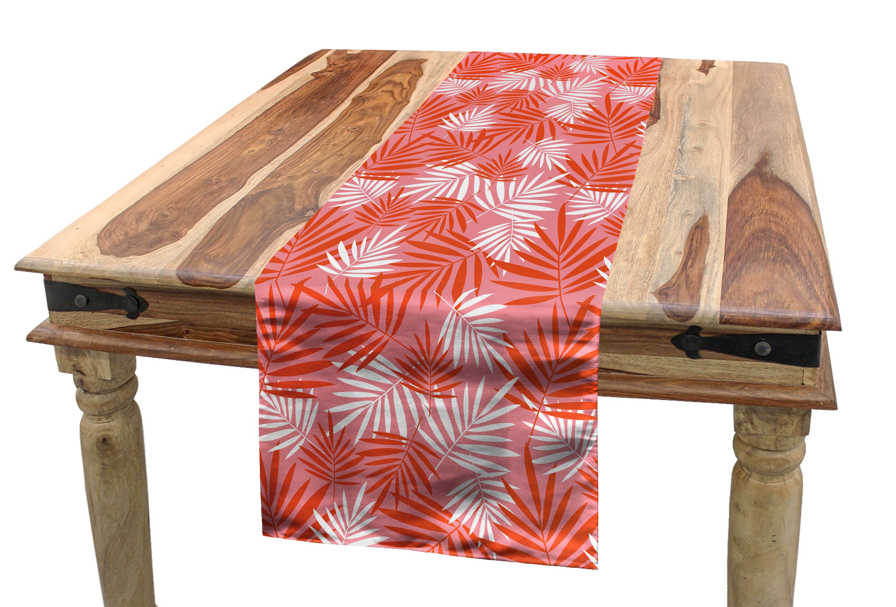 Abakuhaus Tischläufer Esszimmer Küche Rechteckiger Dekorativer Tischläufer, Exotisch Vibrant Tropical Palmblätter