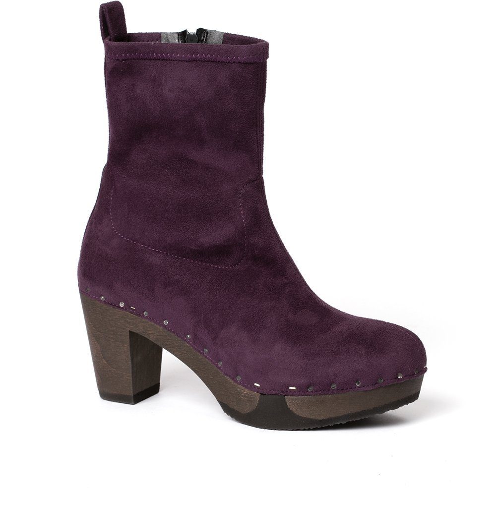 Softclox FABIA vegan Velourseffekt viola (dunkel), Winter, Holz, Clogs, Damen, Stiefelette