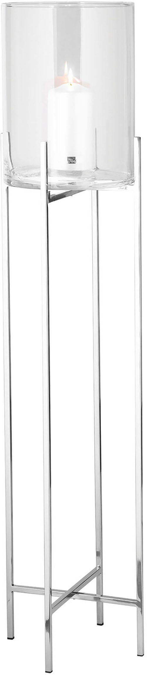 Fink Windlicht ODEON (1 St), Kerzenhalter aus Edelstahl und Glas, Ø ca. 25 cm