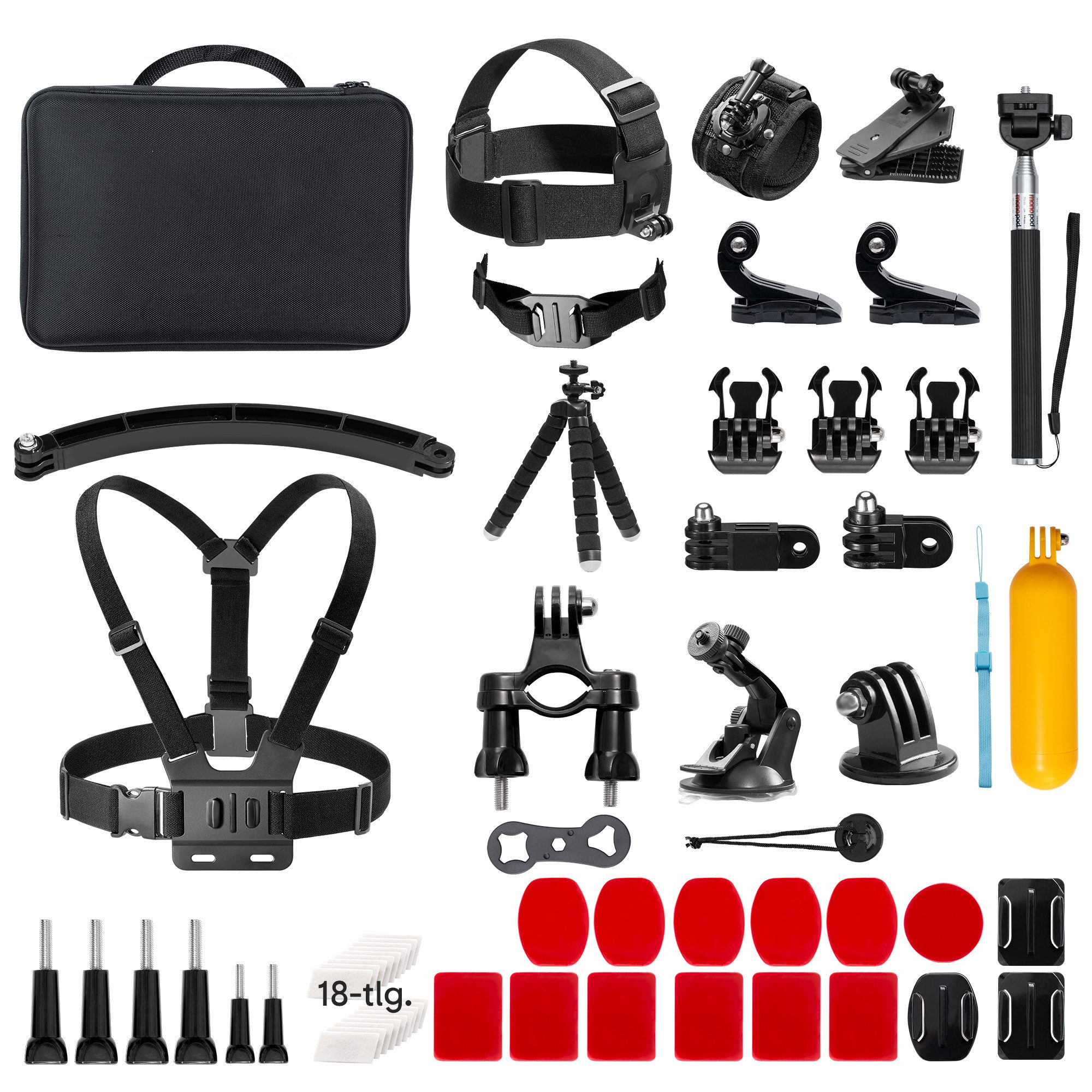Akaso Action Cam-Halterung Zubehör-Set 60 in 1 für AKASO, GoPro Hero, DJI Osmo, (60-tlg., Komplett für Vlogging, Radfahren, Wassersport, universell kompatibel)
