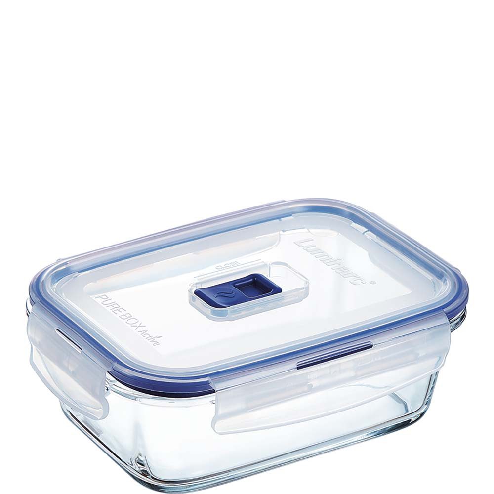 Table Roc Vorratsdose Pure Box Vorratsdose Rechteckig 0.82L – Glasbehälter Aktiv, Glas, Luftdicht, mikrowellengeeignet (mit offenem Ventil)