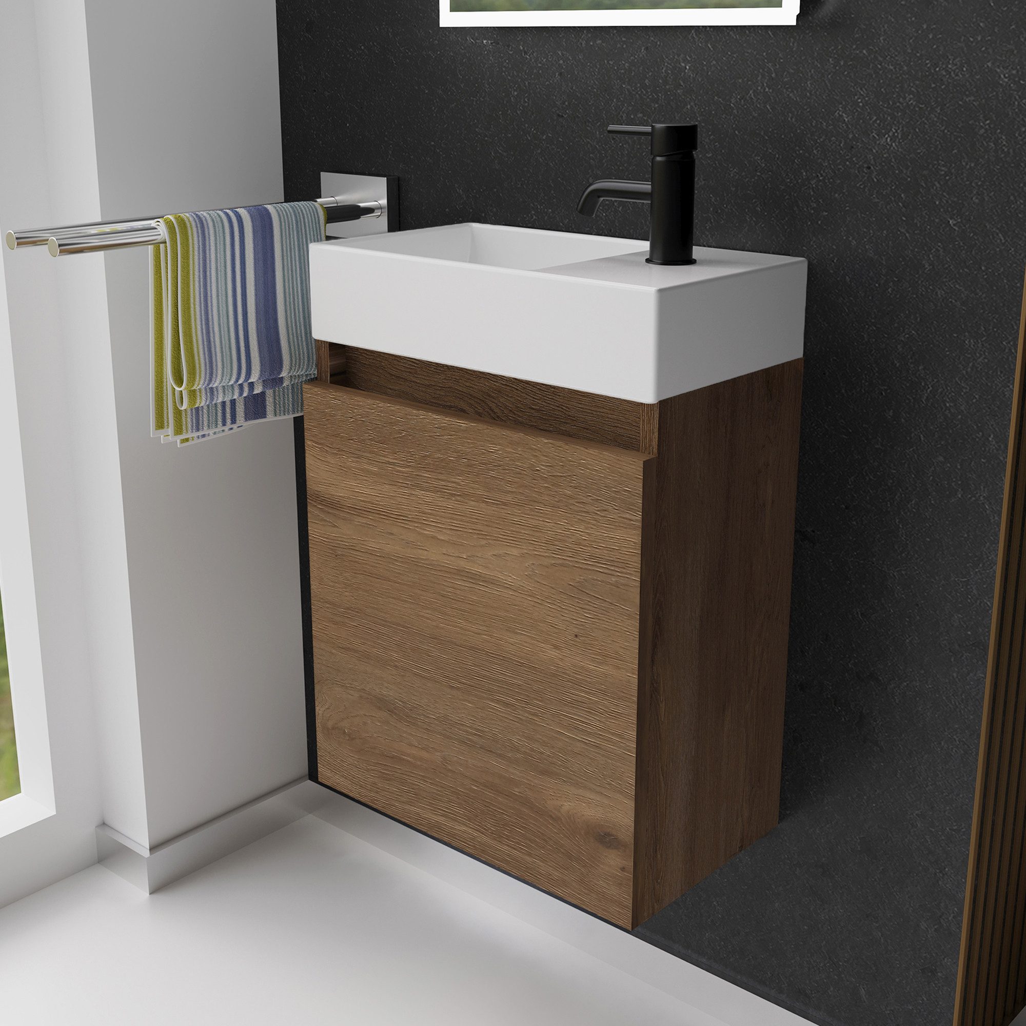 Alpenberger Badmöbel-Set Gäste WC Waschbecken mit Unterschrank - Badschrank günstig online kaufen