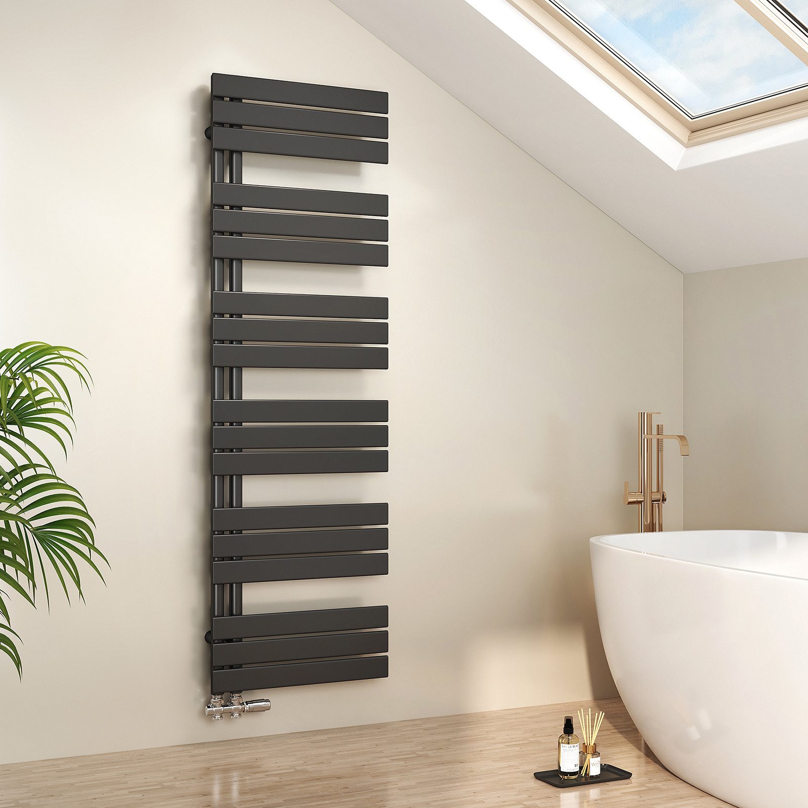 Emke Badheizkörper Flach 100x40cm 456W Schwarz Handtuchwärmer für Badezimme günstig online kaufen
