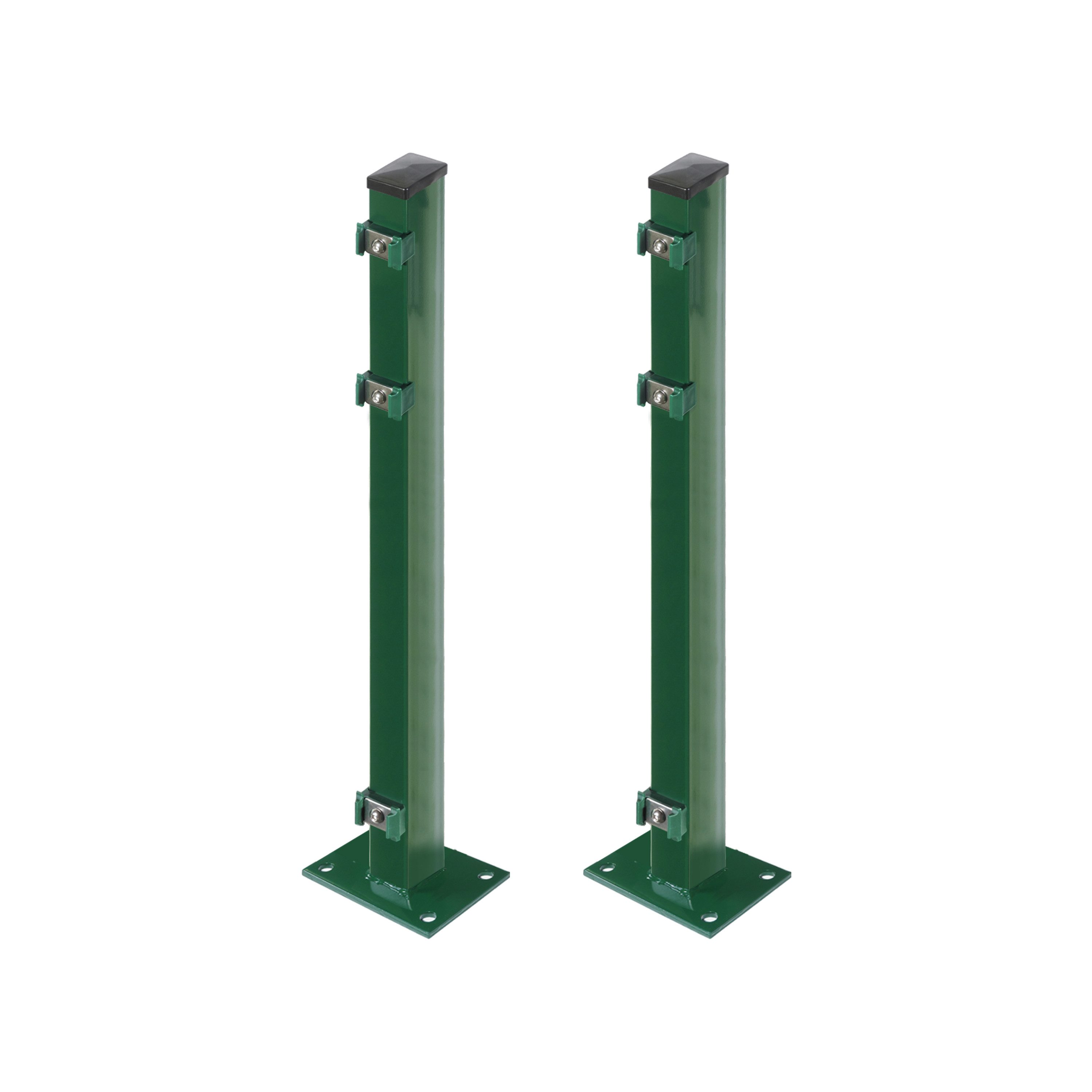 Arvotec Zaunpfosten Pfosten zum Aufschrauben für Mattenhöhe 80/83 cm Grün, 2 Stk, (Pfosten, 0-St), zum Aufschrauben mit angeschweißter Bodenplatte