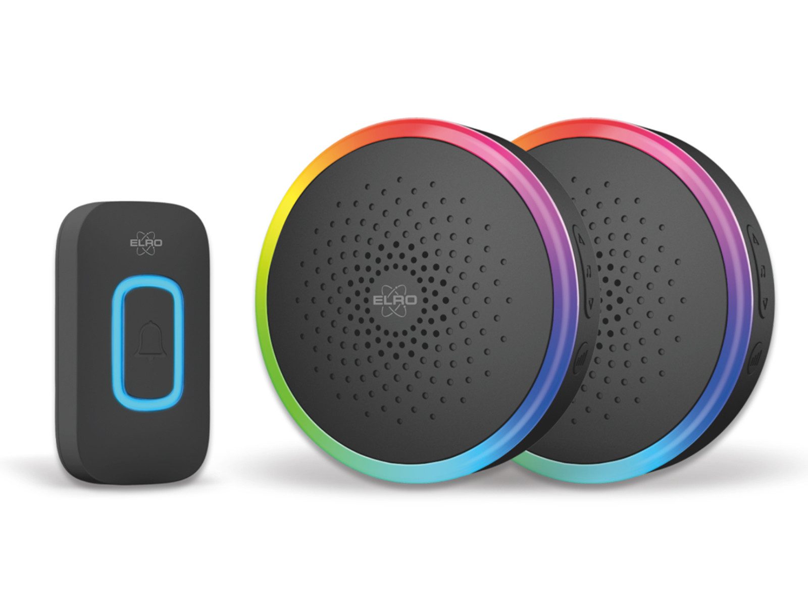 Elro Türklingel-Set, 2 Empfänger, 61 Klingeltöne, (4-tlg), Funkklingel mit Batterie Klingelanlage mit 2x Türgong für Schwerhörige