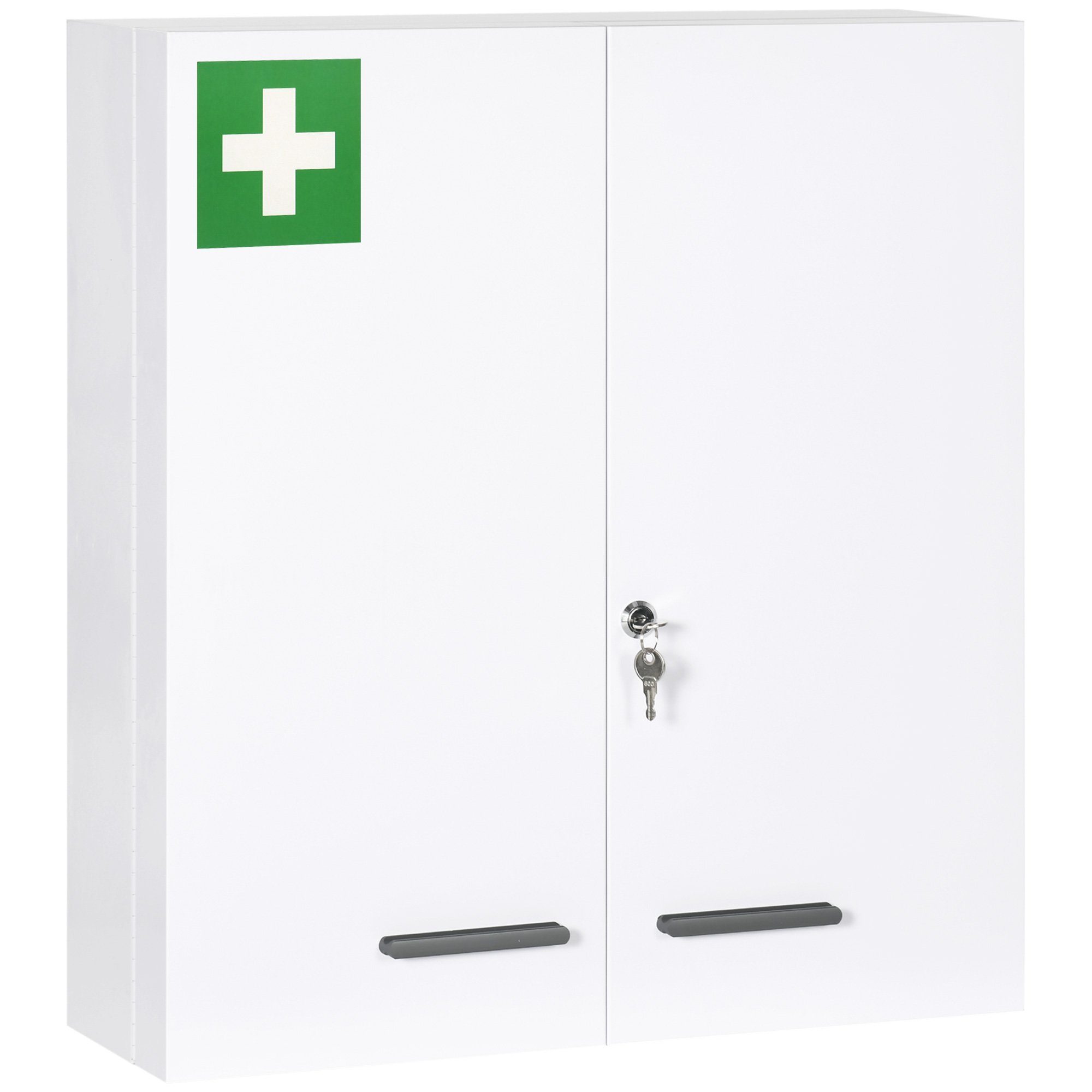 Kleankin Medizinschrank (Set, 1-St., 1 Medizinschrank) Abschließbarer  Arzneischrank, Stahl, Weiß, 55 x 18 x 60 cm