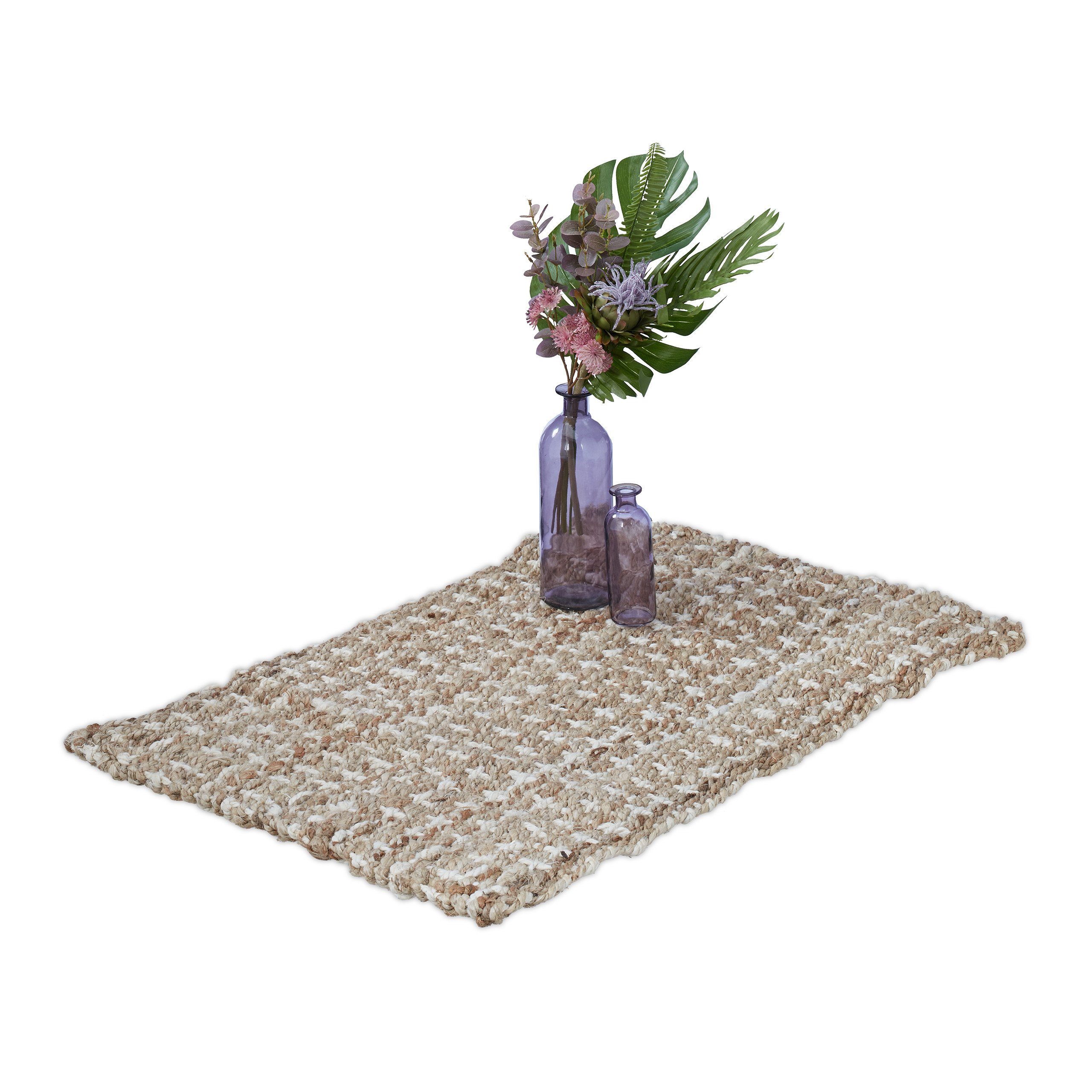 relaxdays Teppich Jute Teppich 60x90 cm, günstig online kaufen