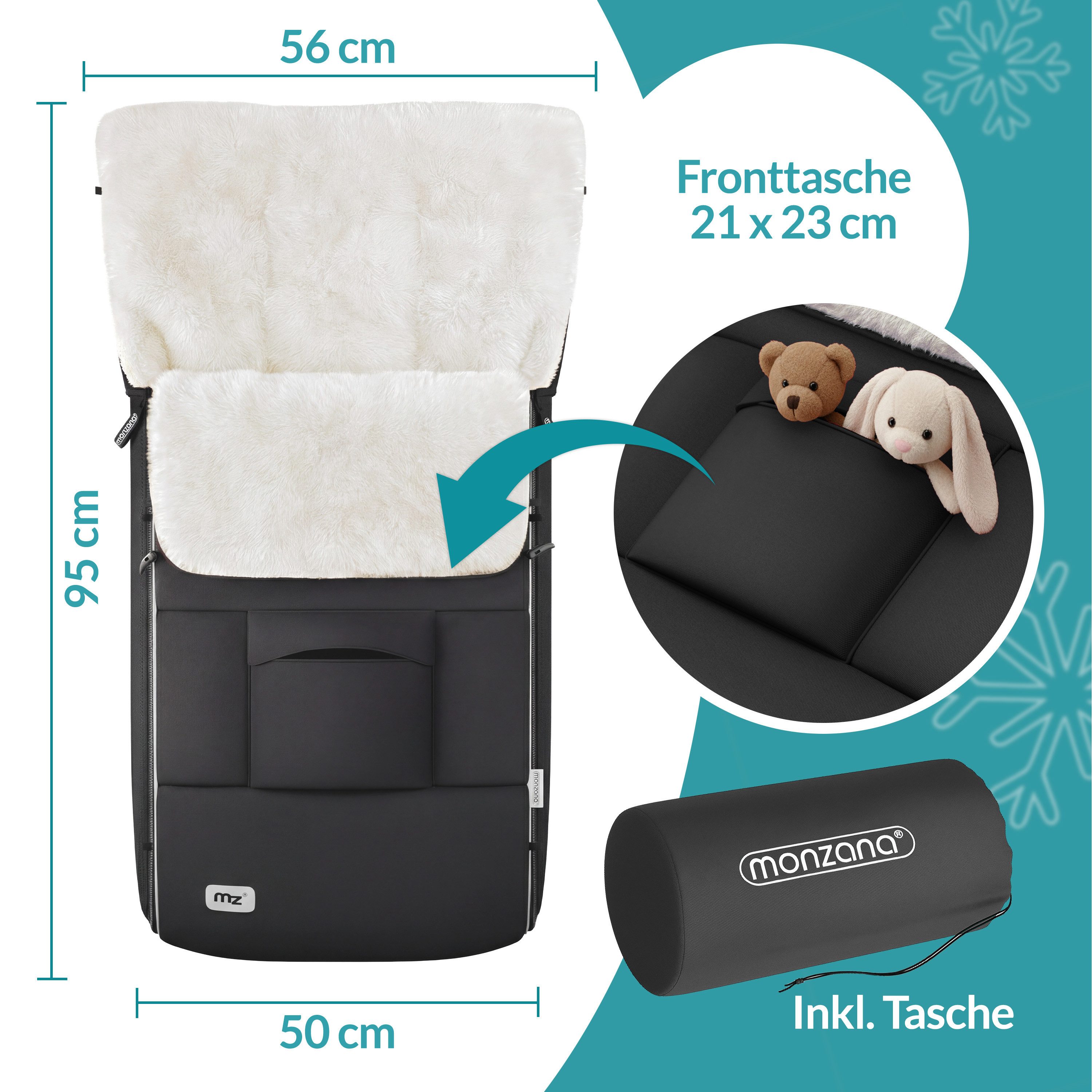 monzana Fußsack (1-tlg), Kinderwagen & Buggy Winterfußsack - Winter, Wasserabweisend, Grau