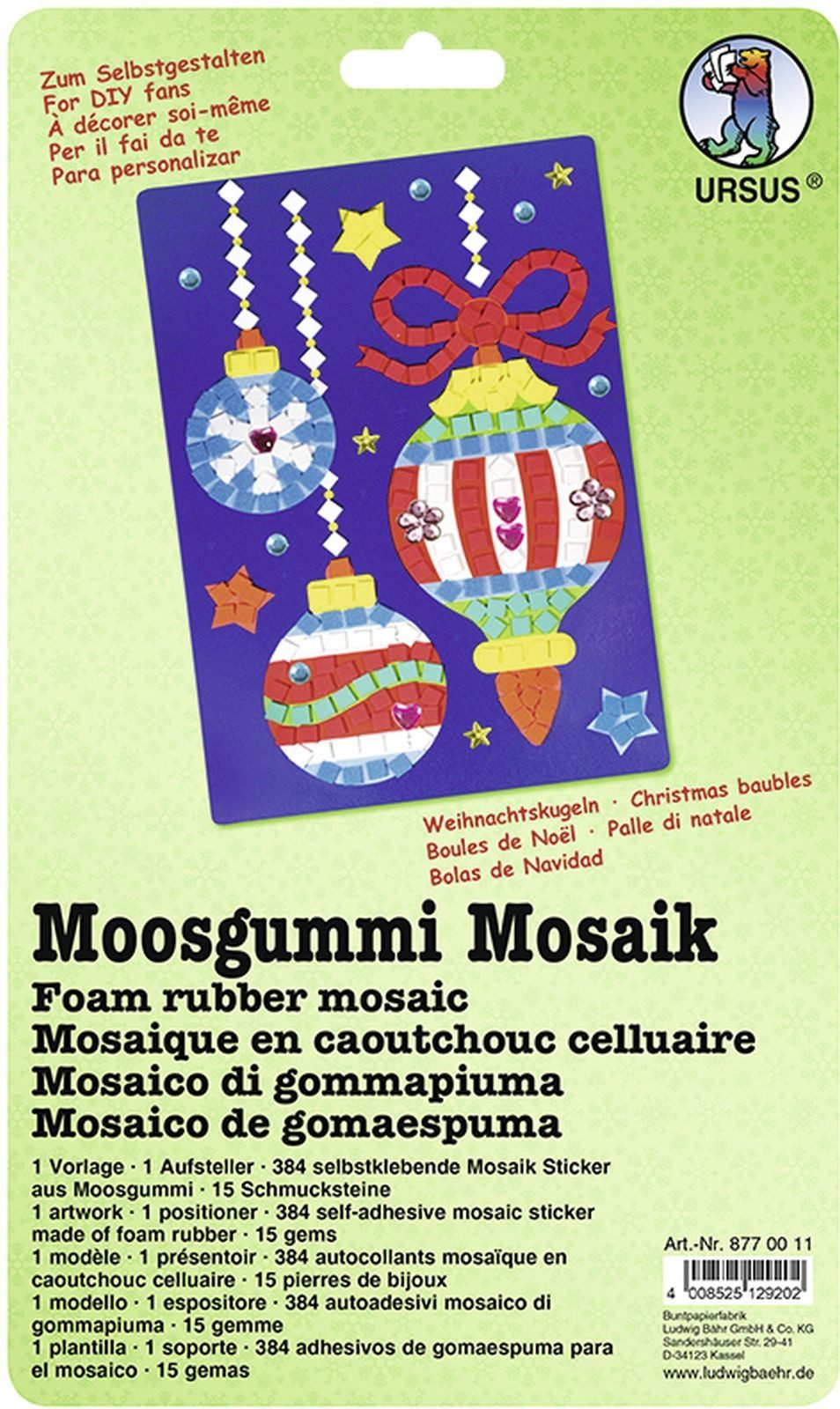 Ursus - Ludwig Bähr Bastelfilz Moosgummi Mosaik Weihnachtskugeln