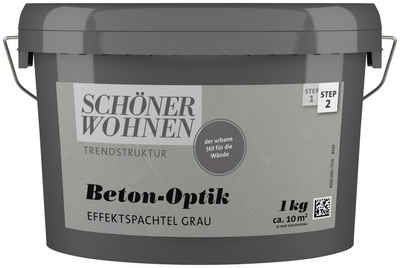 SCHÖNER WOHNEN-Kollektion Spachtelmasse Betonoptik Effektspachtel, 1 kg, grau, Effektspachtel für die Beton-Optik