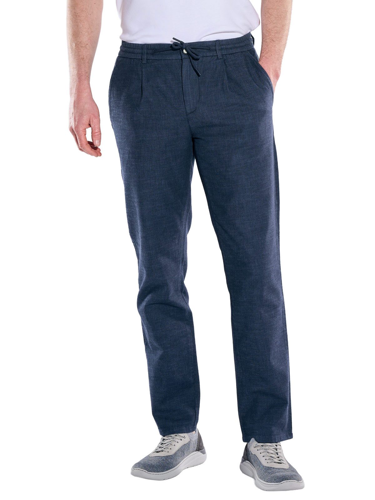 Engbers Chinohose Herren Chino in Leinenoptik, Marineblau