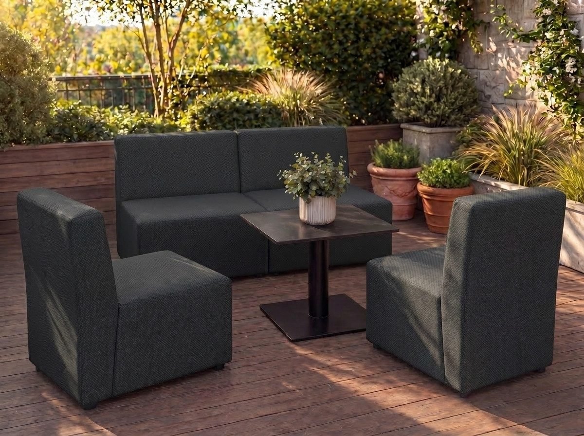 A&J MöbelLand GmbH Gartenlounge-Set Outdoor Lounge Set GOLD – Sofa und zwei Sessel, (Outdoor Lounge Set für Garten und Terrasse, 3-teiliges modernes Garten Lounge Set), Modernes Outdoor-Set mit hohem Komfort und wetterfestem Bezug