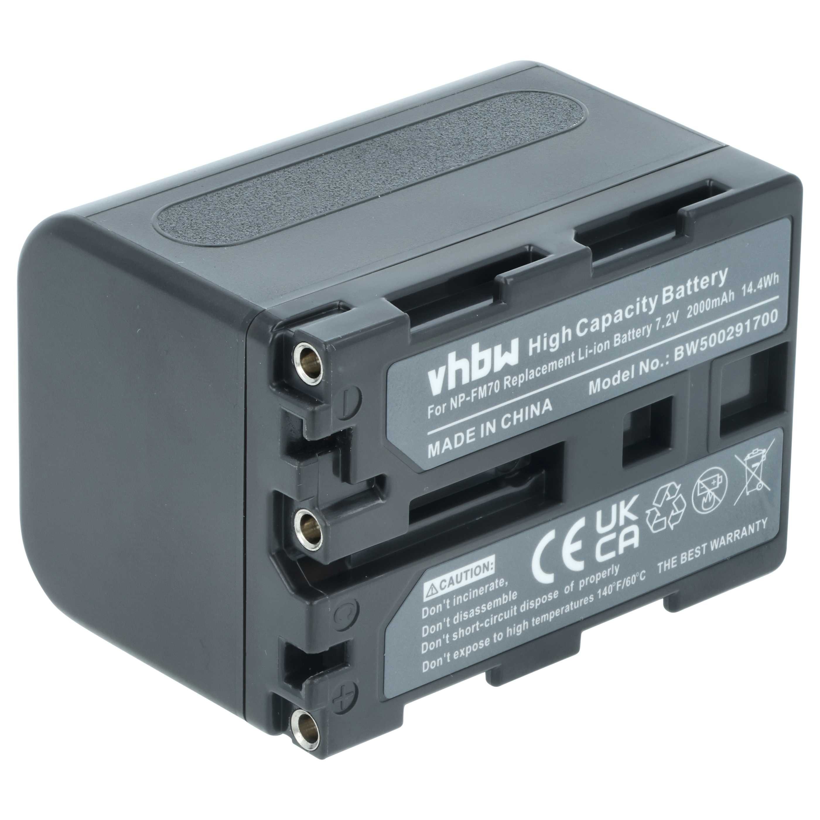 vhbw Akku Ersatz für Sony NP-FM30, NP-QM51D, NP-QM71, NP-FM50, NP-FM70, Kamera-Akku Akku Li-Ion 2000 mAh (7,2 V, 1 St), Leistungsfähiger Austausch-Akku für Ihre Videokamera, Wiederaufladbar