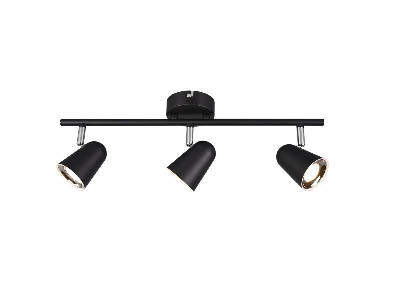 Reality Leuchten LED Deckenstrahler, LED fest integriert, Warmweiß, innen, Deckenleuchte 3 Spots, Treppenhaus & Jugendzimmer, Schwarz 48cm