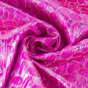 SCHÖNER LEBEN. Stoff Faschingsstoff Jacquard Lurex Glitzer Ovale pink silber 1,40m Breite, mit Metallic-Effekt