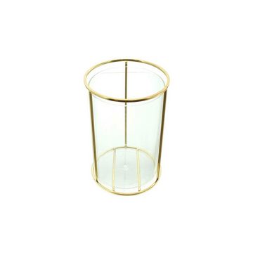 Home-trends24.de Dekovase Vase Gold Kerzenhalter Deko Windlicht Glas Metall