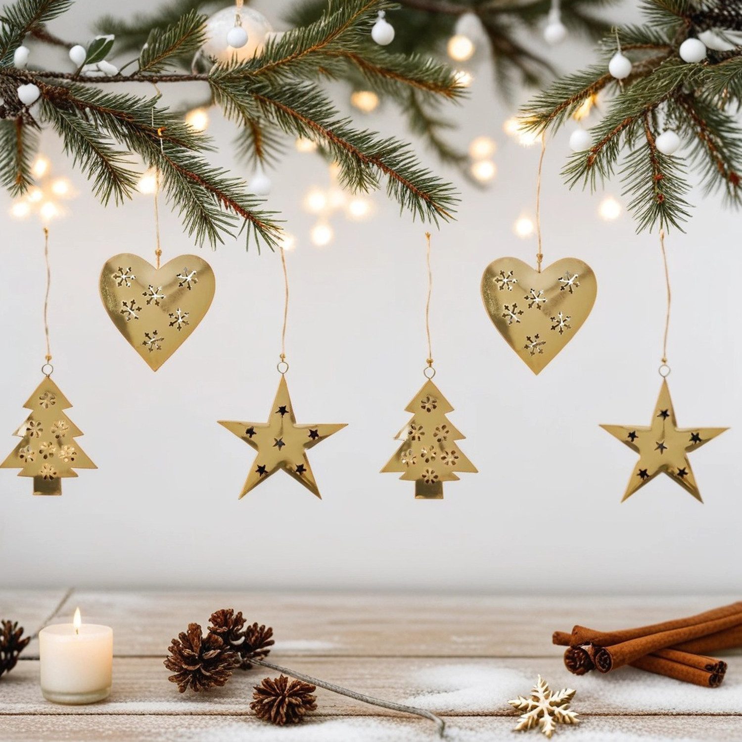 Marrakesch Orient & Mediterran Interior Christbaumschmuck 6er Set Weihnachtsanhänger Weihnachtsdeko Gold