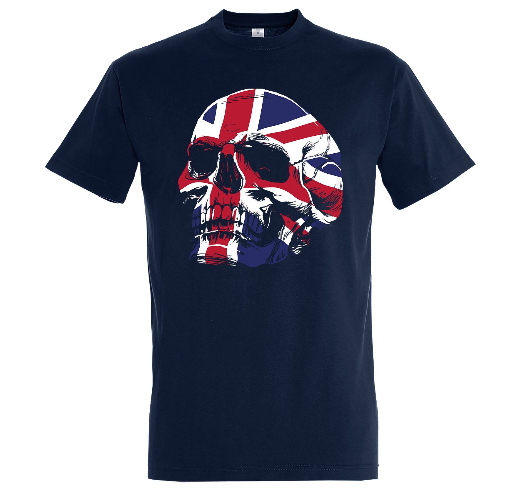 Youth Designz T-Shirt UK England Totenkopf Schädel Logo Herren Shirt mit trendigem Frontprint Navyblau | T-Shirts