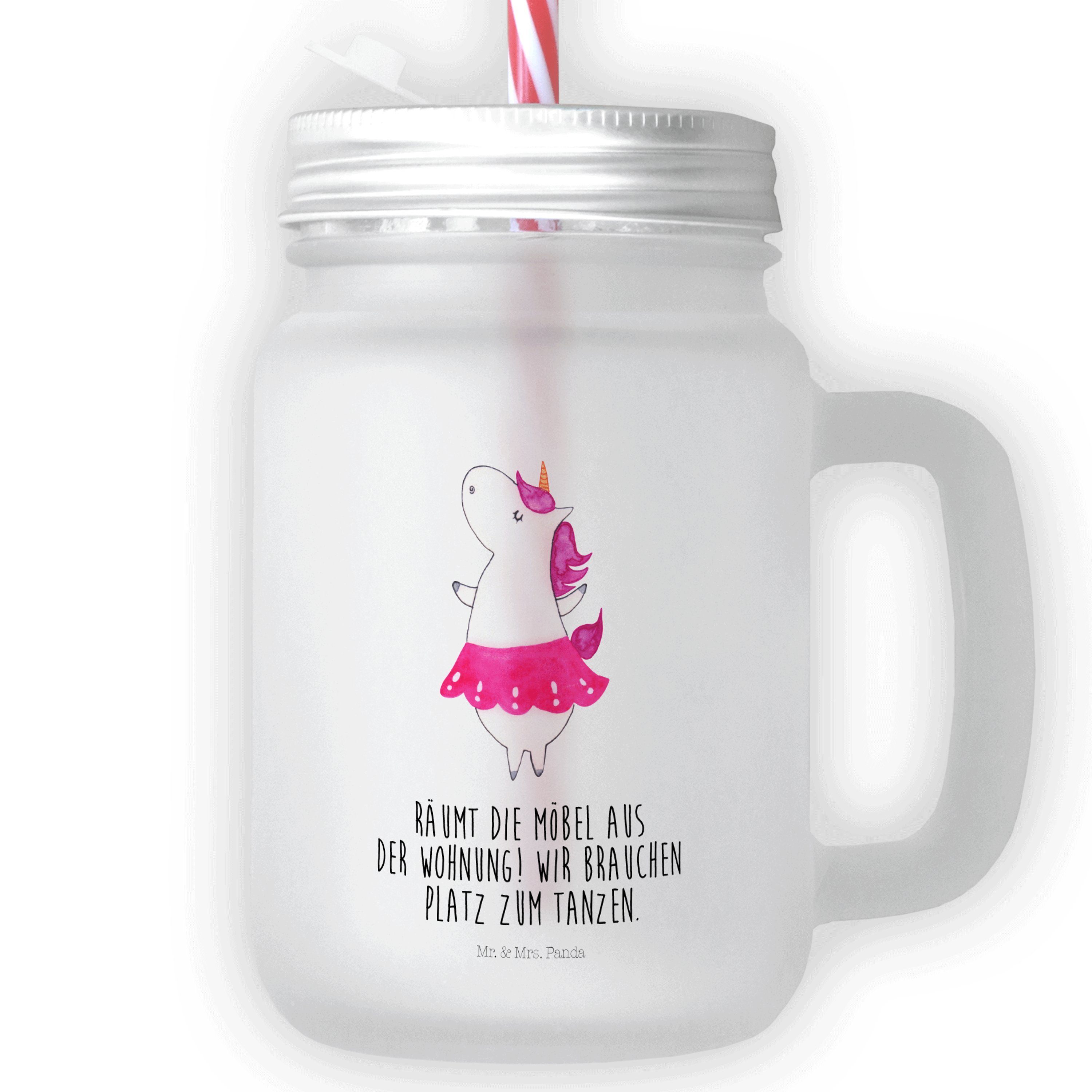 Mr. & Mrs. Panda Glas Einhorn Ballerina - Transparent - Geschenk, Sommerparty Einrichtung, Premium Glas