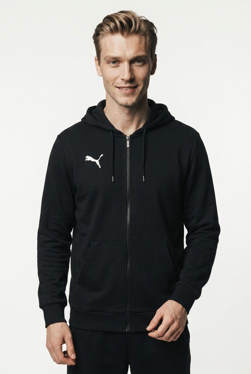 PUMA Kapuzensweatjacke TEAMGOAL CASUALS HOODED JACKET mit Kapuze, für Fußball und Freizeit, mit Reißverschluss