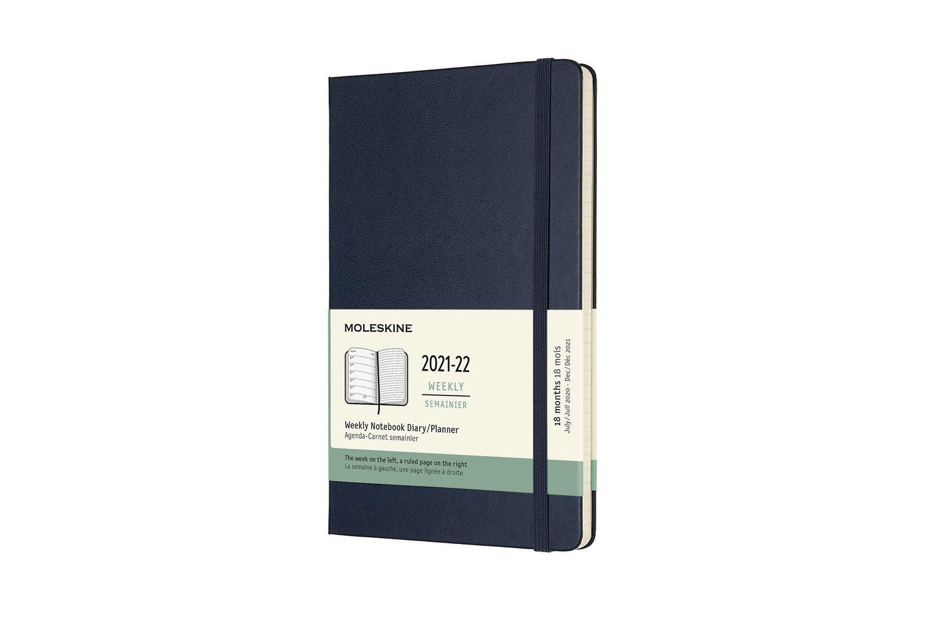 MOLESKINE Terminkalender Moleskine 18 Monate Wochen Notizkalender 2021/2022 Large/A5, Saphir