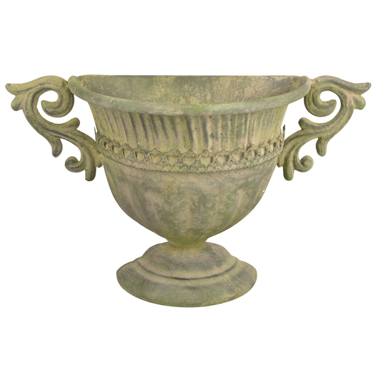 Übertopf Wand Topf Aged Metall Grün Vase Pokal Kübel Umtopf Vintage Hänge Korb