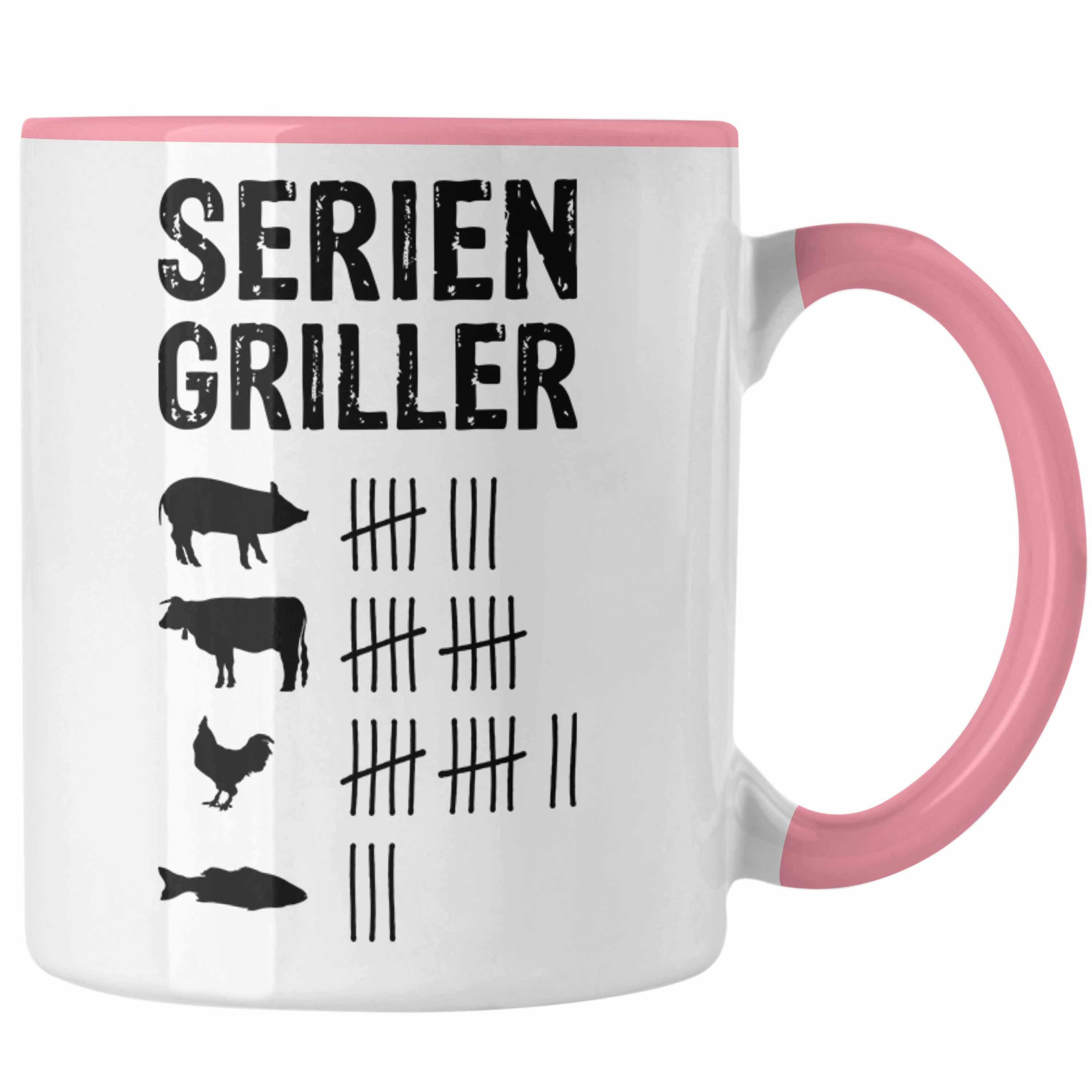 Trendation Tasse Trendation - Grillen Tasse Geschenk Männer Steak Liebhaber Grillen Geschenkidee Vater Rosa