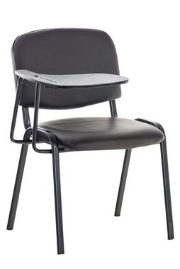 TPFLiving Besucherstuhl Keen mit hochwertiger Polsterung - Konferenzstuhl (Besprechungsstuhl - Warteraumstuhl - Messestuhl), Gestell: Metall schwarz - Sitzfläche: Kunstleder braun