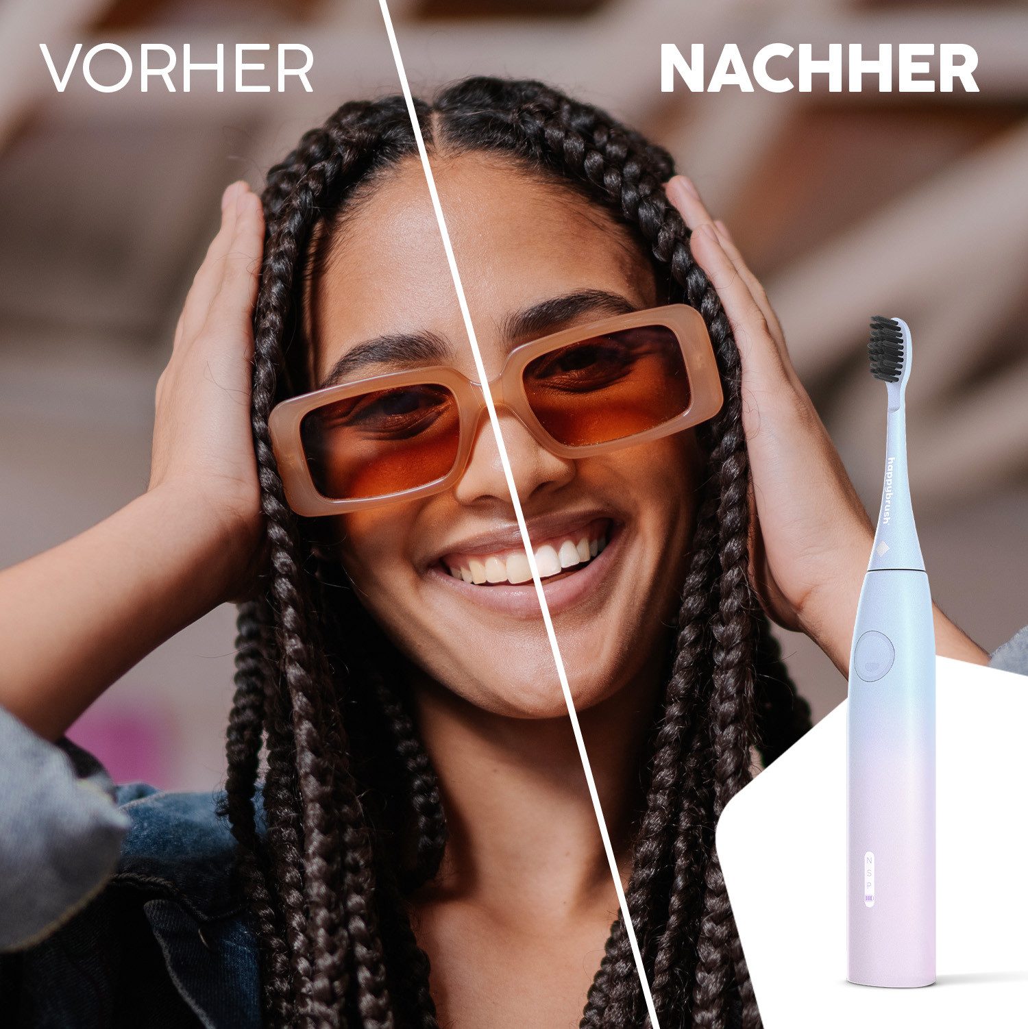 happybrush Aufsteckbürsten V3 Sunrise - mit Wechselindikator - 3x3 Stück - Spar-Set, für happybrush Eco Vibe 3, hochwertige Triple-Borsten, Wechselindikator
